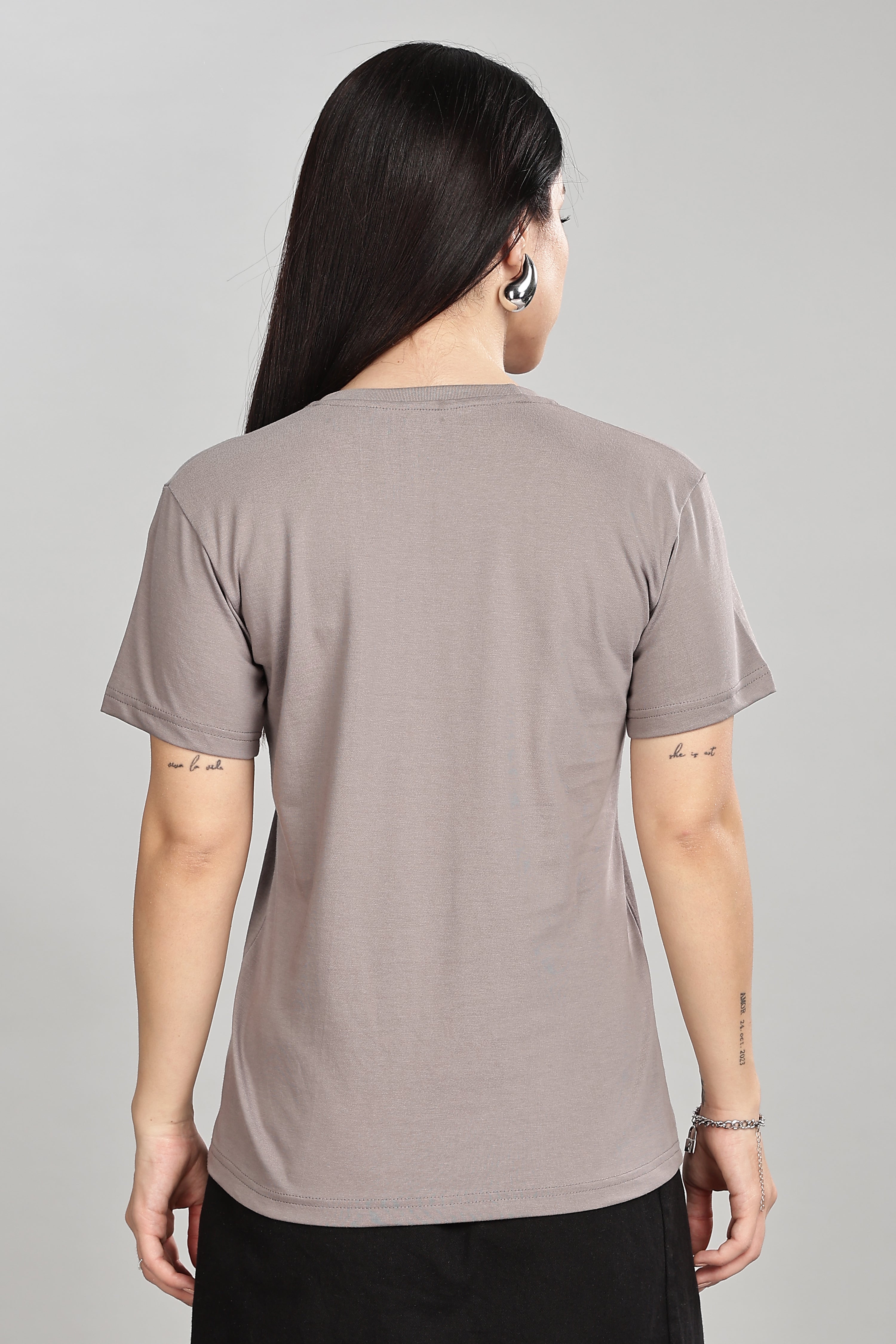Ash Grey Cotton Half Sleeve T-Shirt