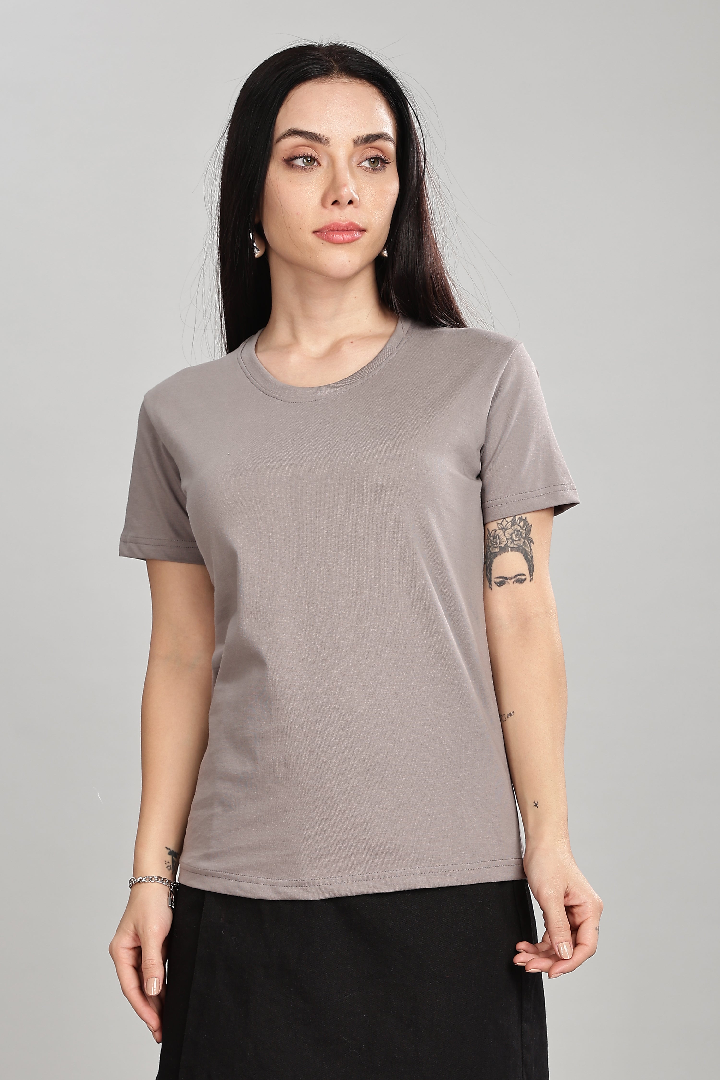 Ash Grey Cotton Half Sleeve T-Shirt