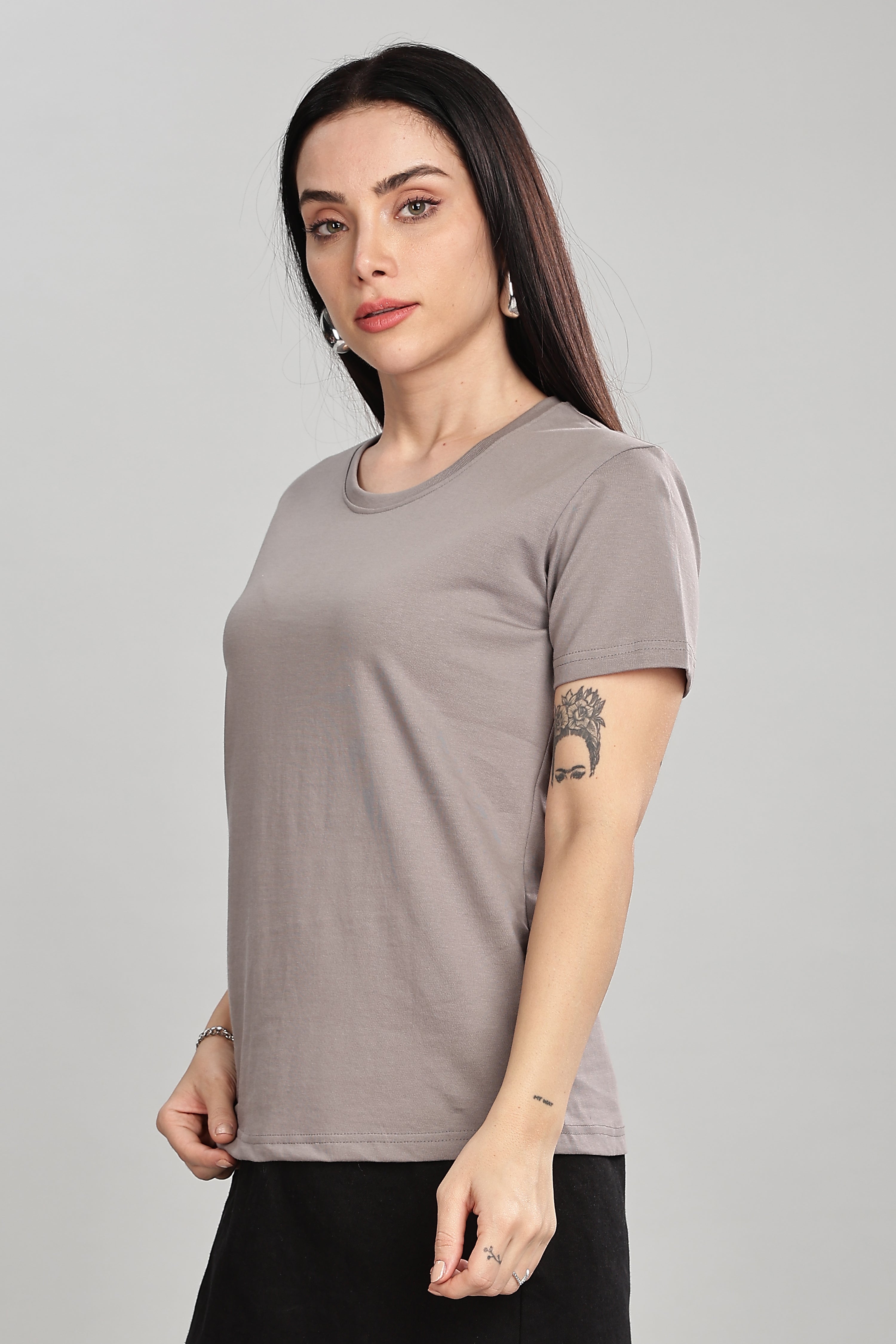 Ash Grey Cotton Half Sleeve T-Shirt