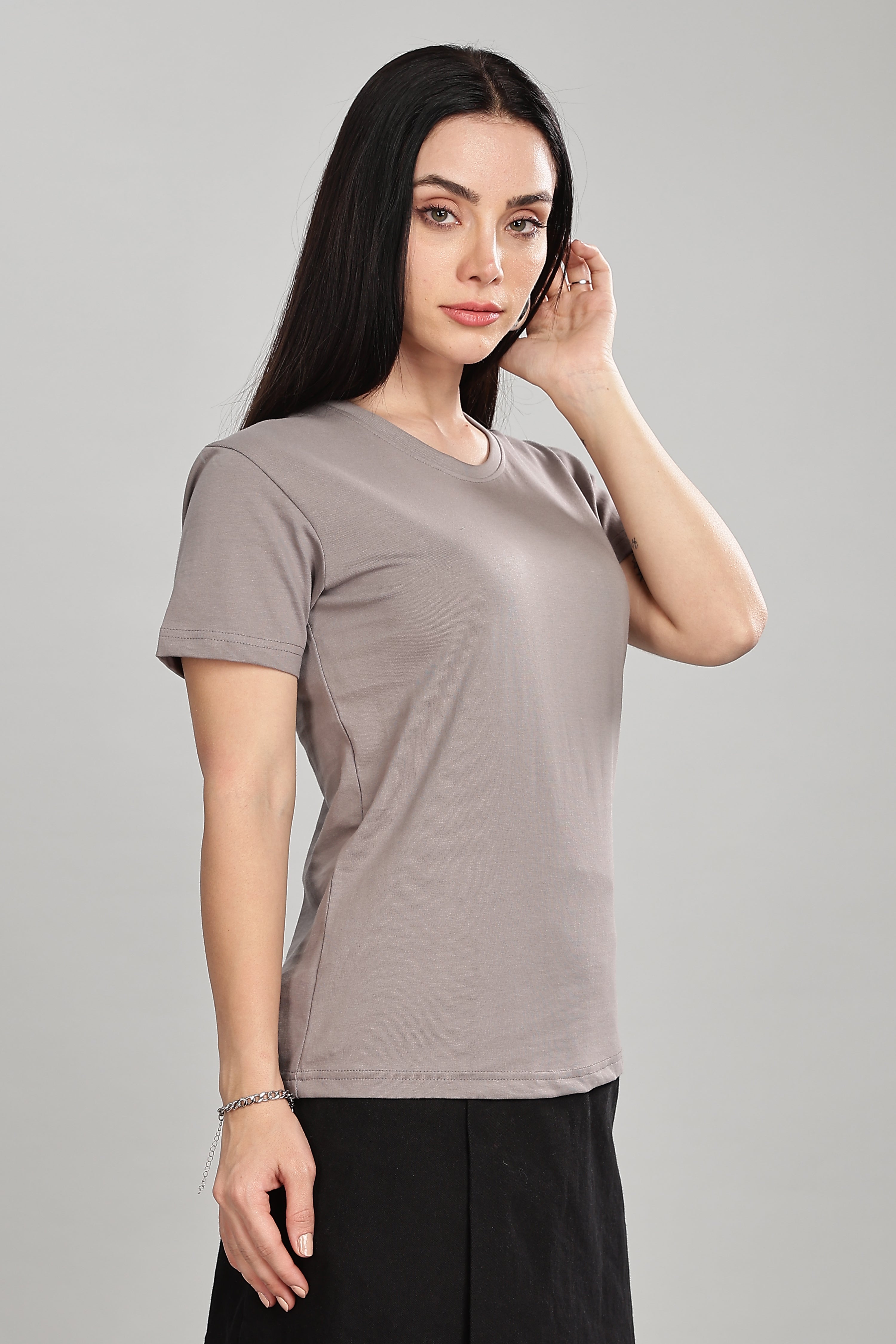 Ash Grey Cotton Half Sleeve T-Shirt