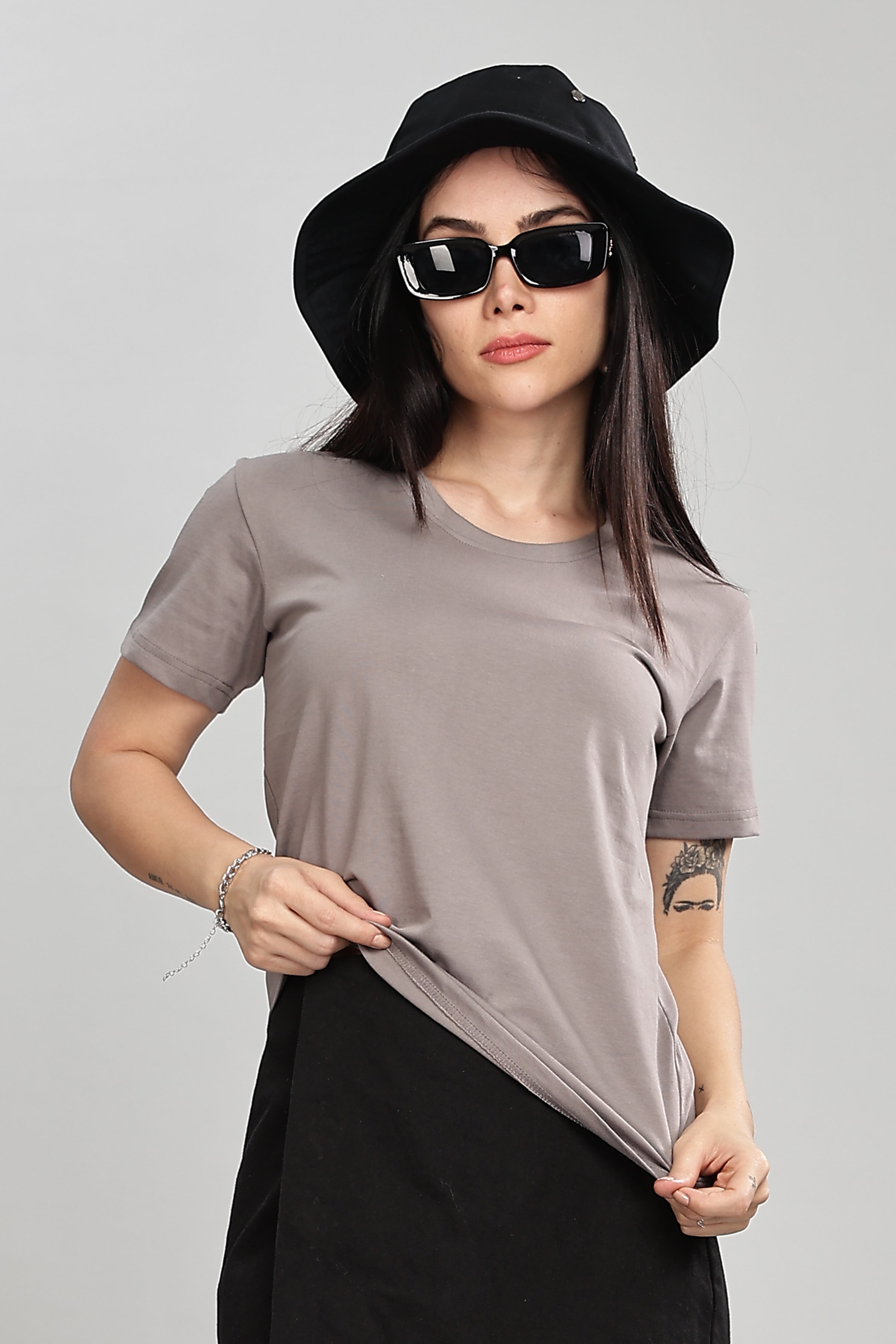 Ash Grey Cotton Half Sleeve T-Shirt