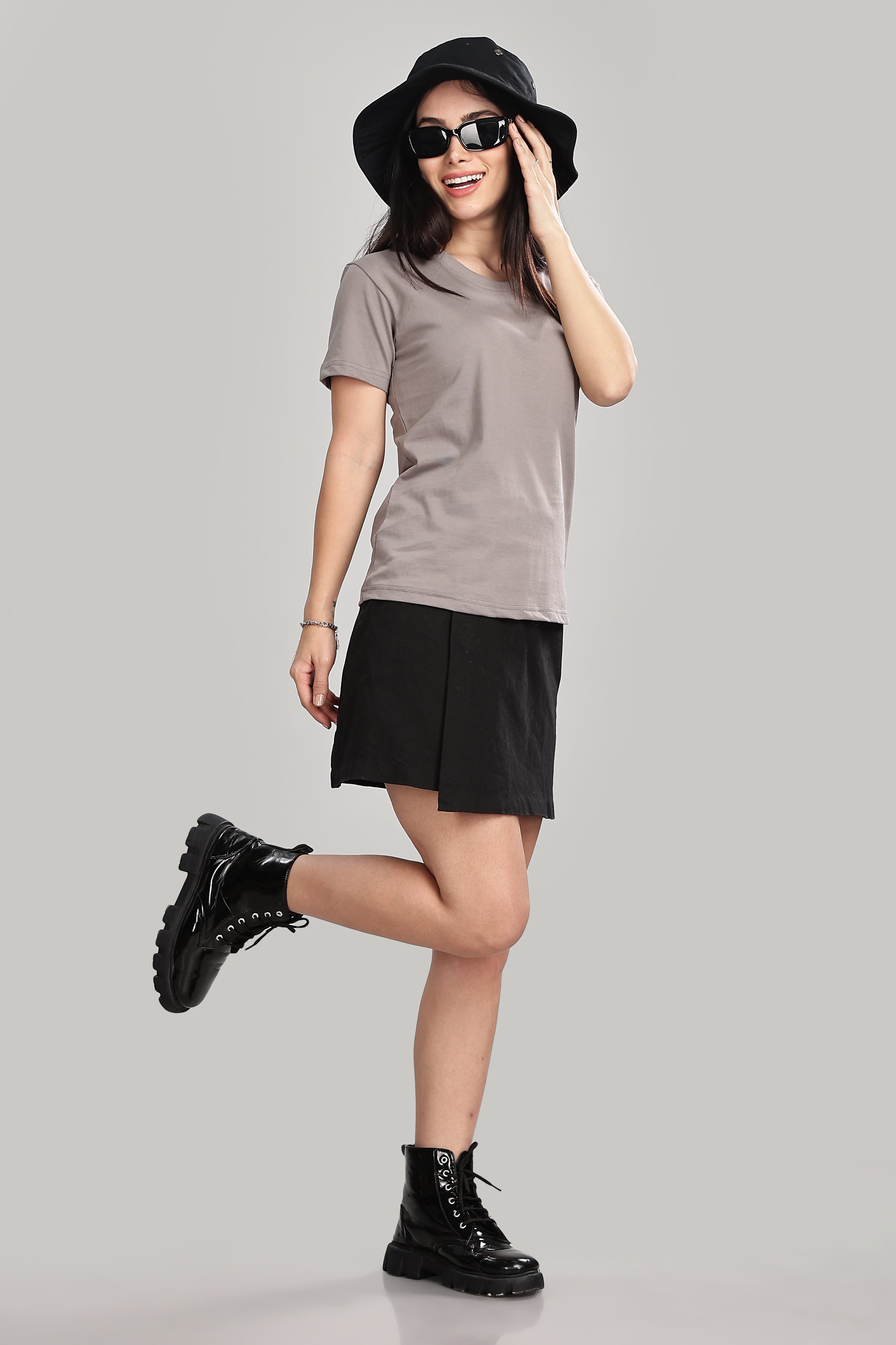 Ash Grey Cotton Half Sleeve T-Shirt
