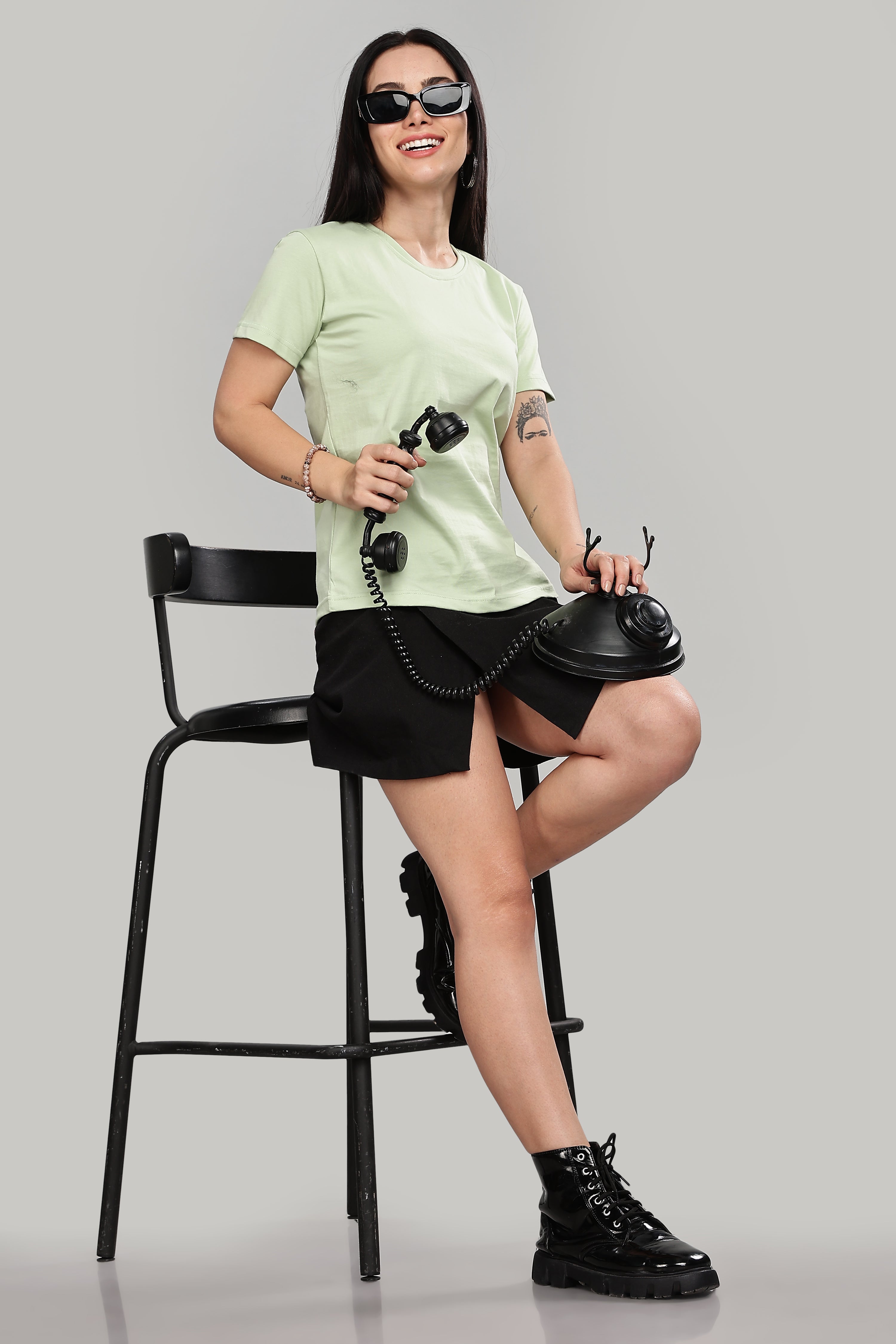 Seafoam Green Cotton Half Sleeve T-Shirt