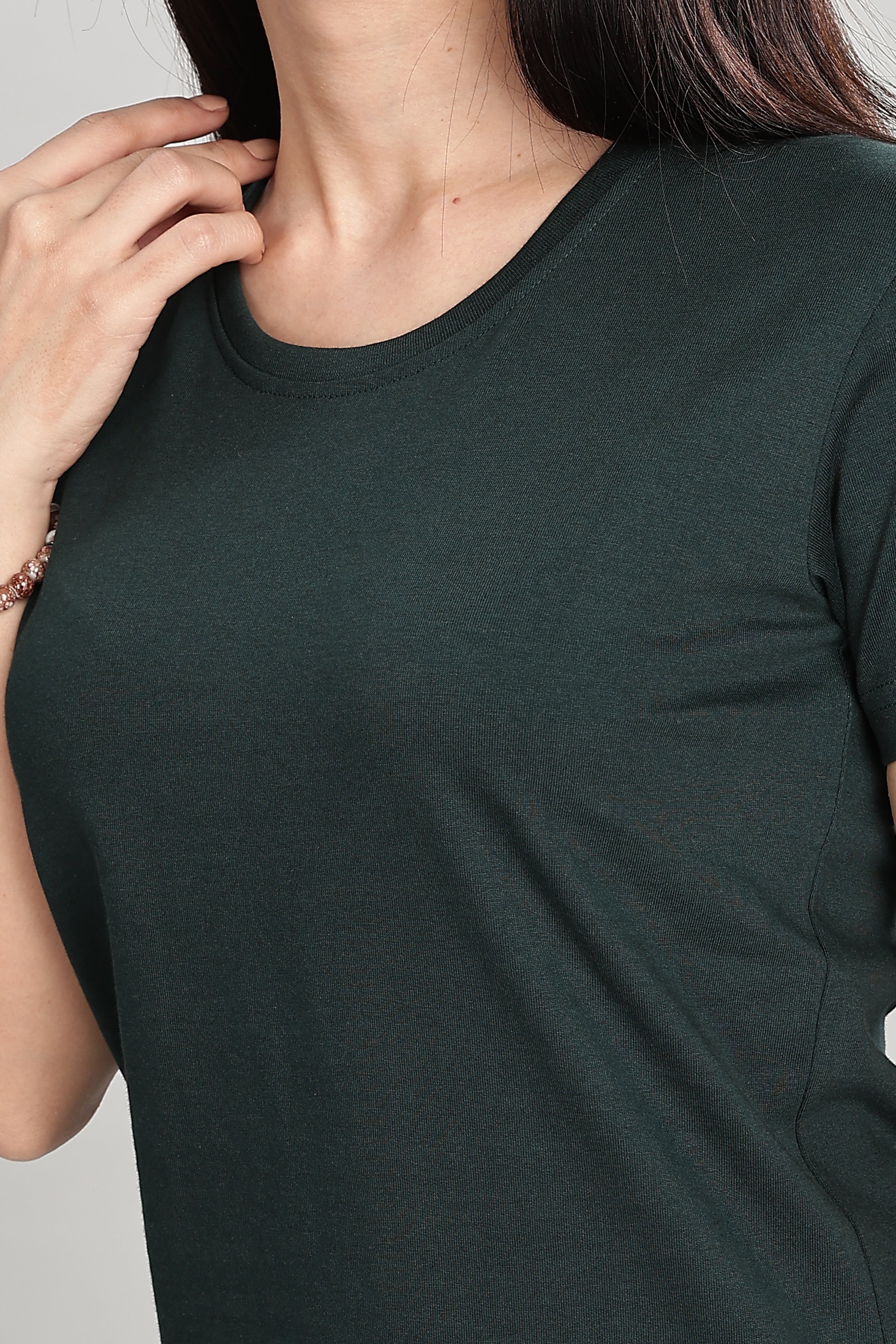 Bottle Green Cotton Half Sleeve T-Shirt