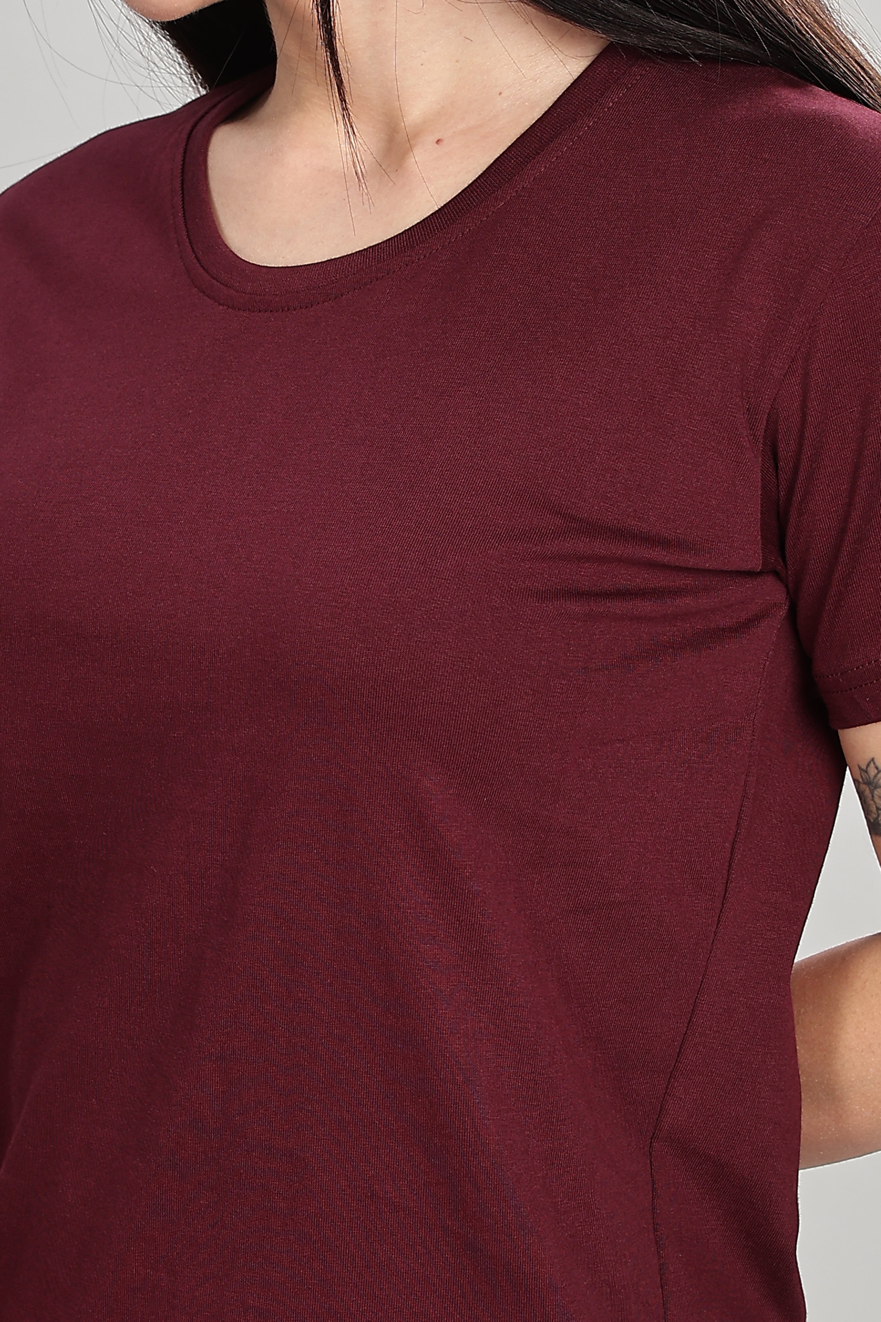 burgundy Cotton Half Sleeve T-Shirt