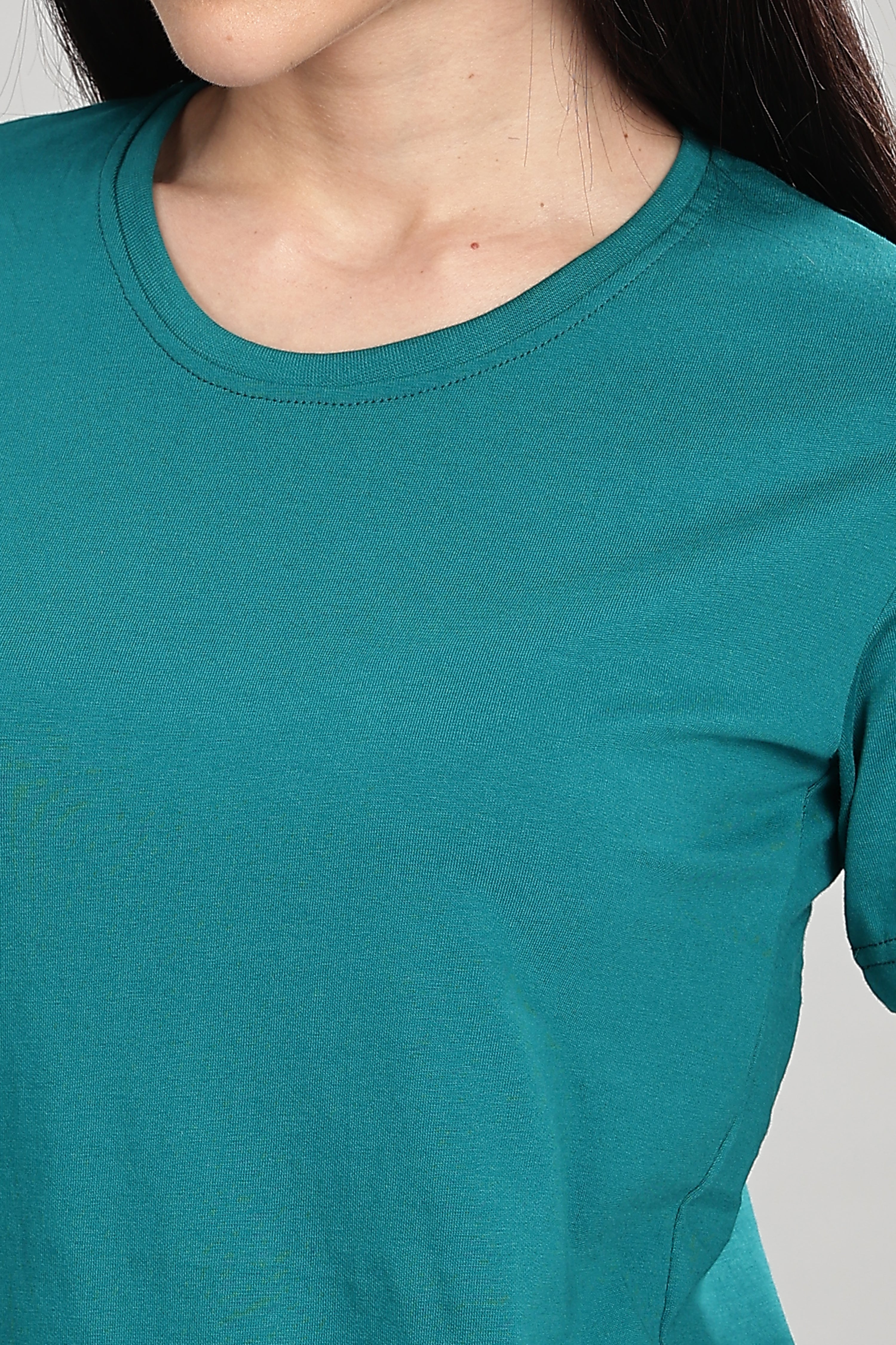 Peacock Blue Cotton Half Sleeve T-Shirt