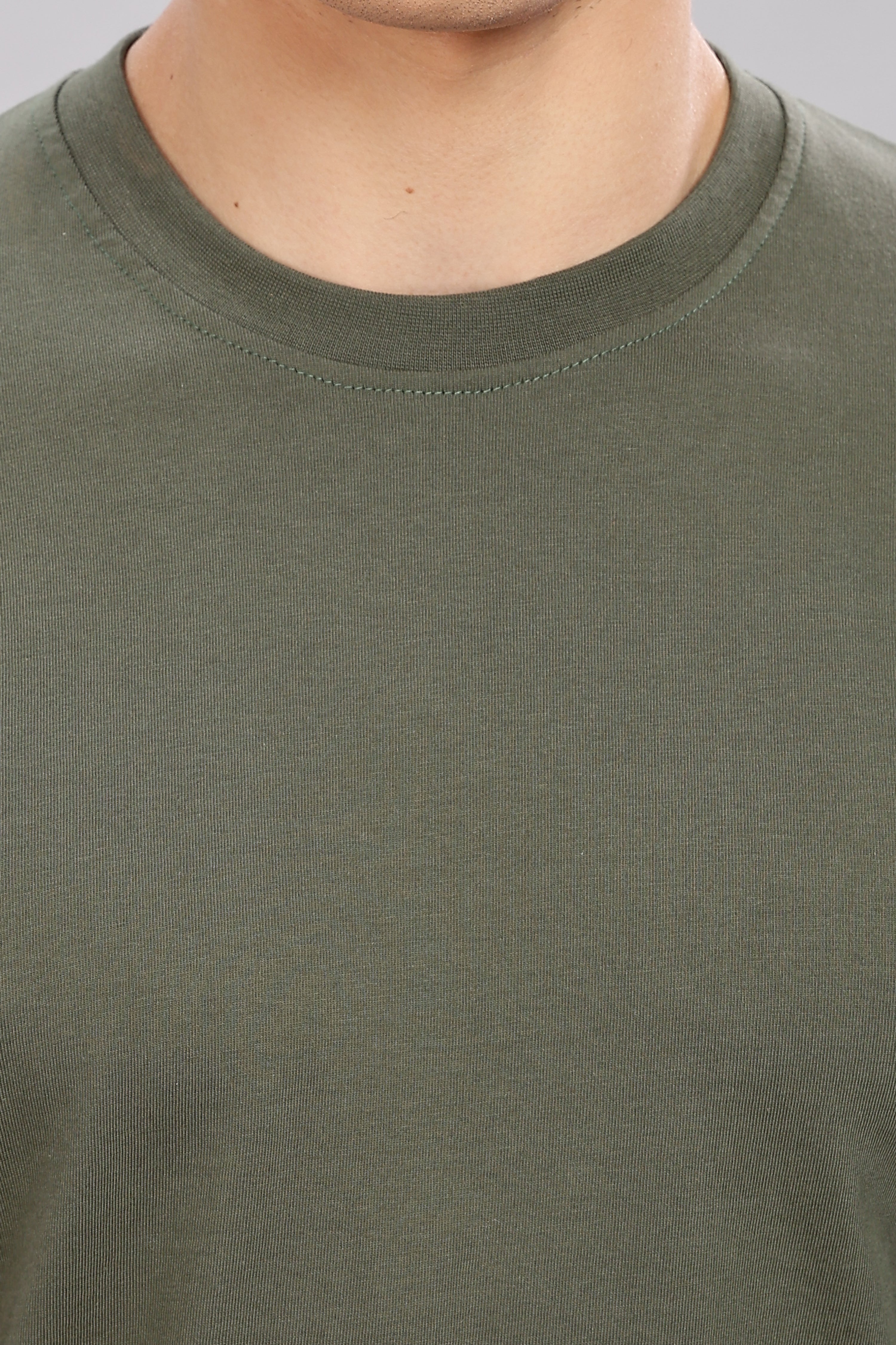 Olive Green Long Sleeve Crew Neck T-Shirt