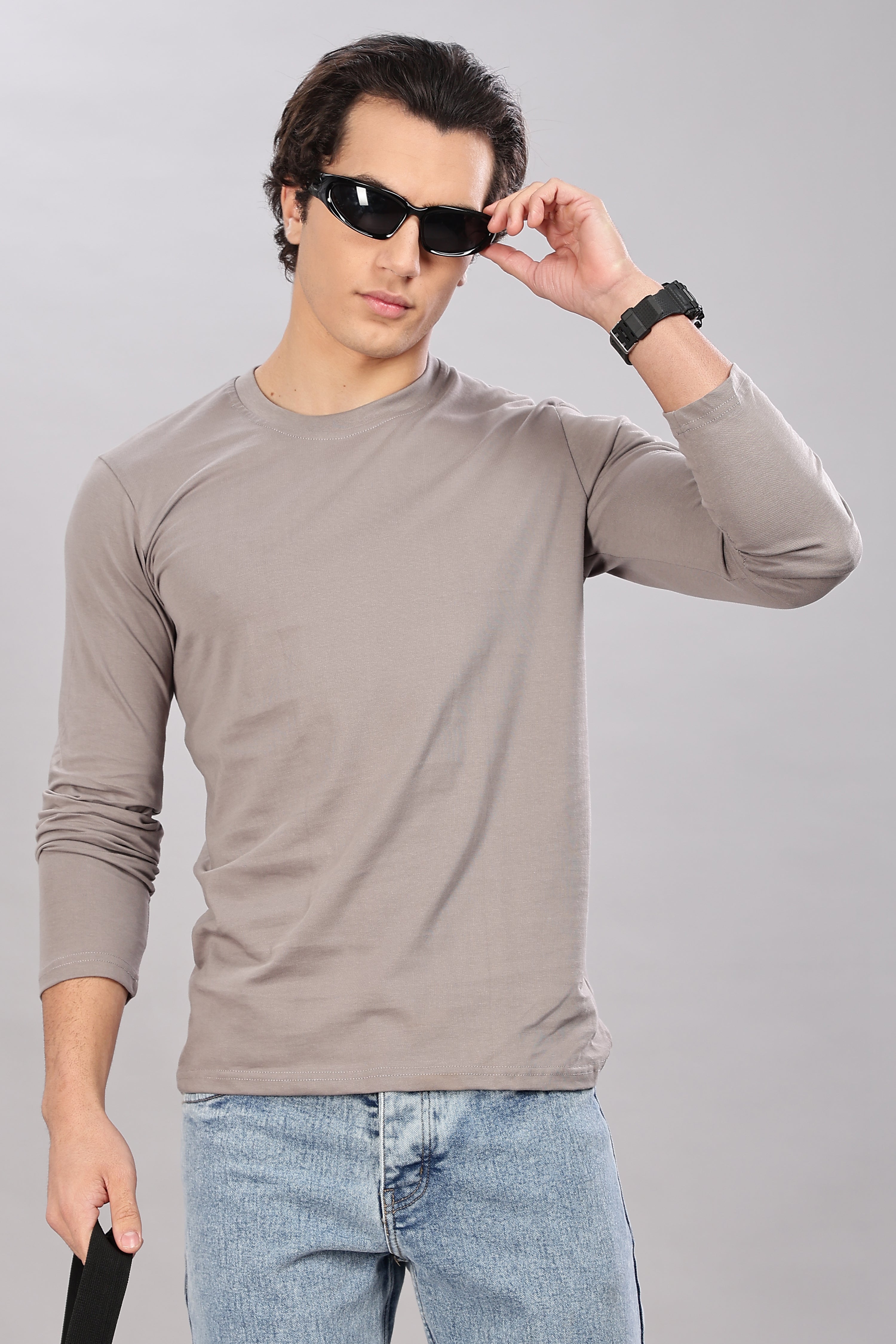 Ash Grey Long Sleeve Crew Neck T-Shirt