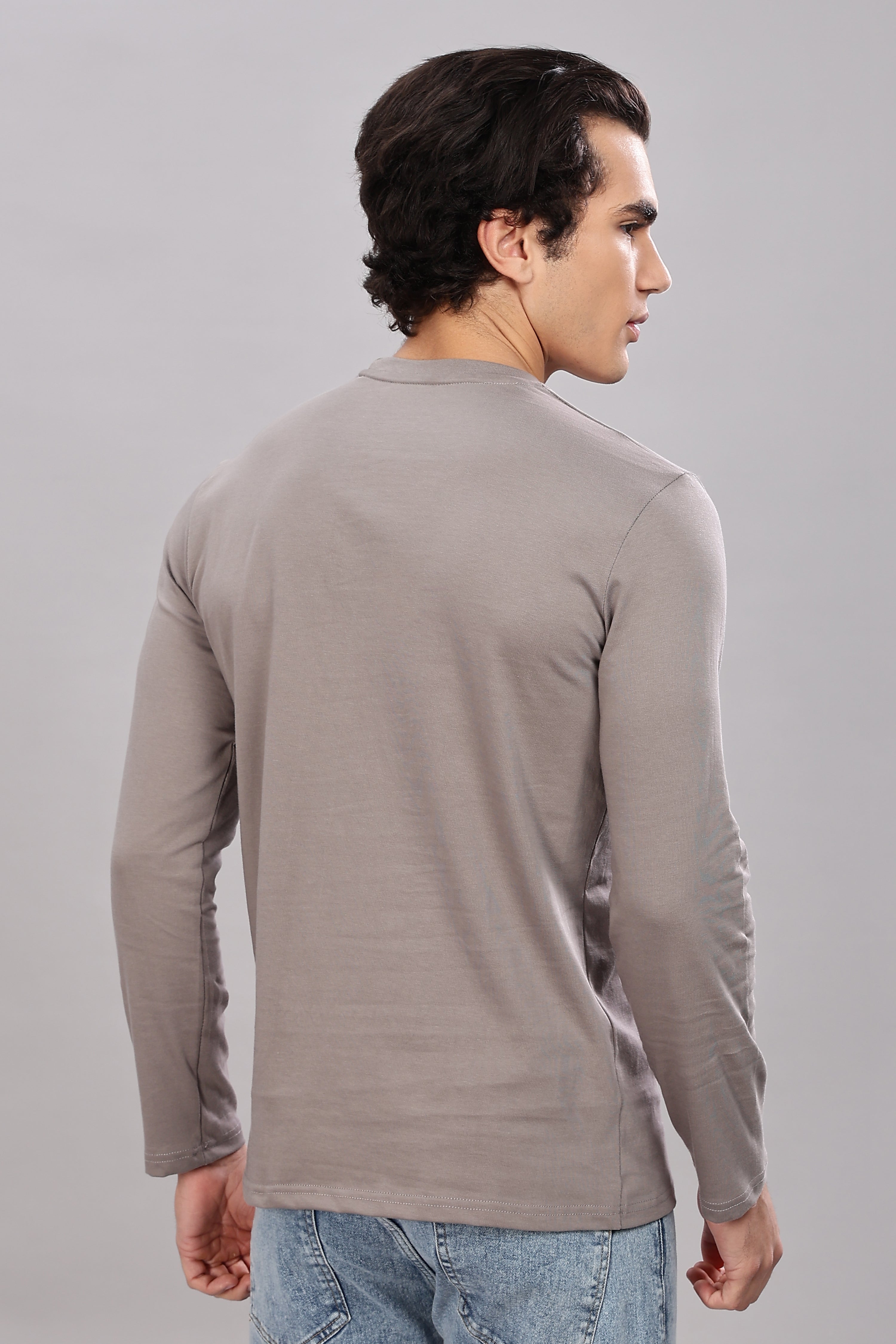 Ash Grey Long Sleeve Crew Neck T-Shirt