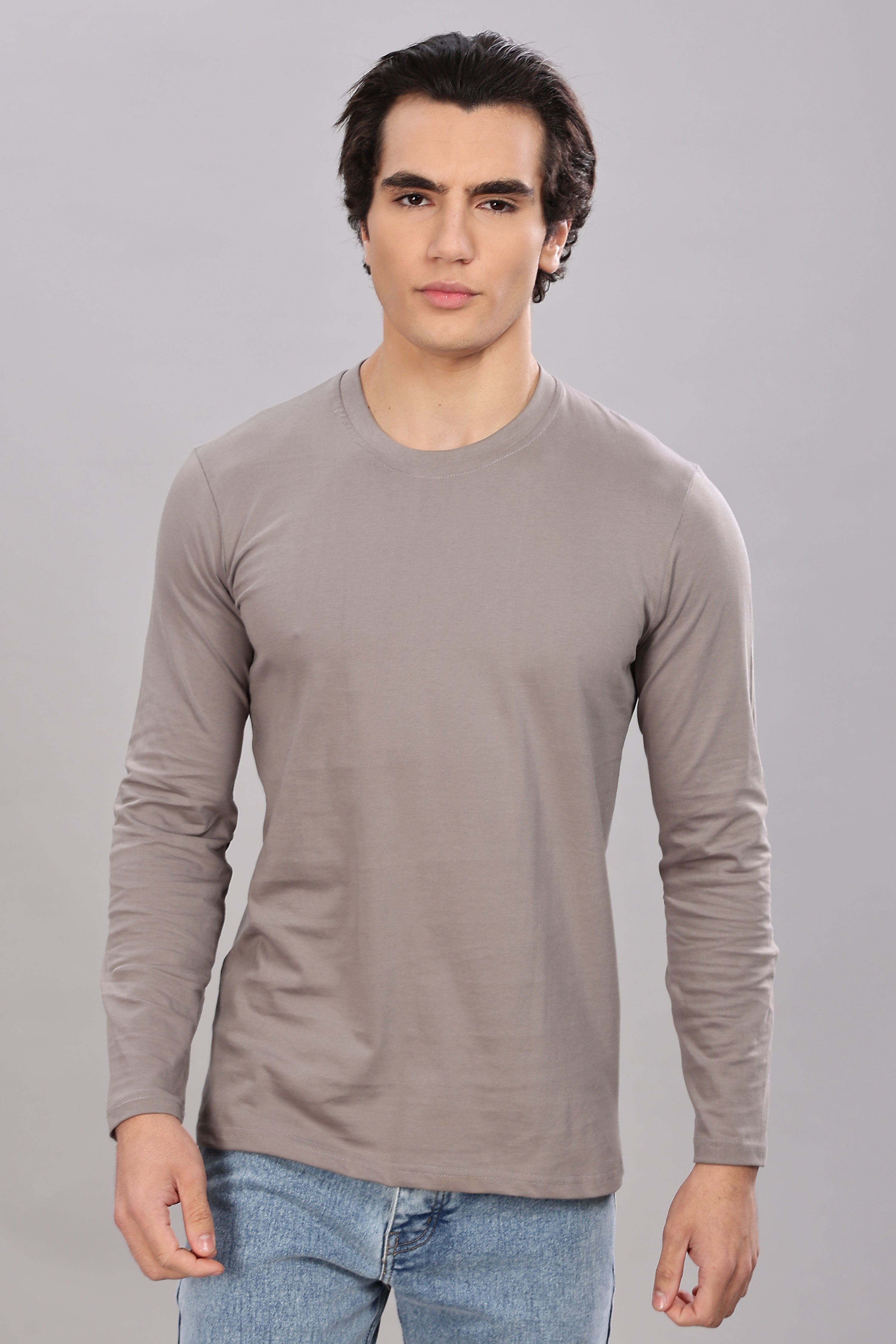 Ash Grey Long Sleeve Crew Neck T-Shirt