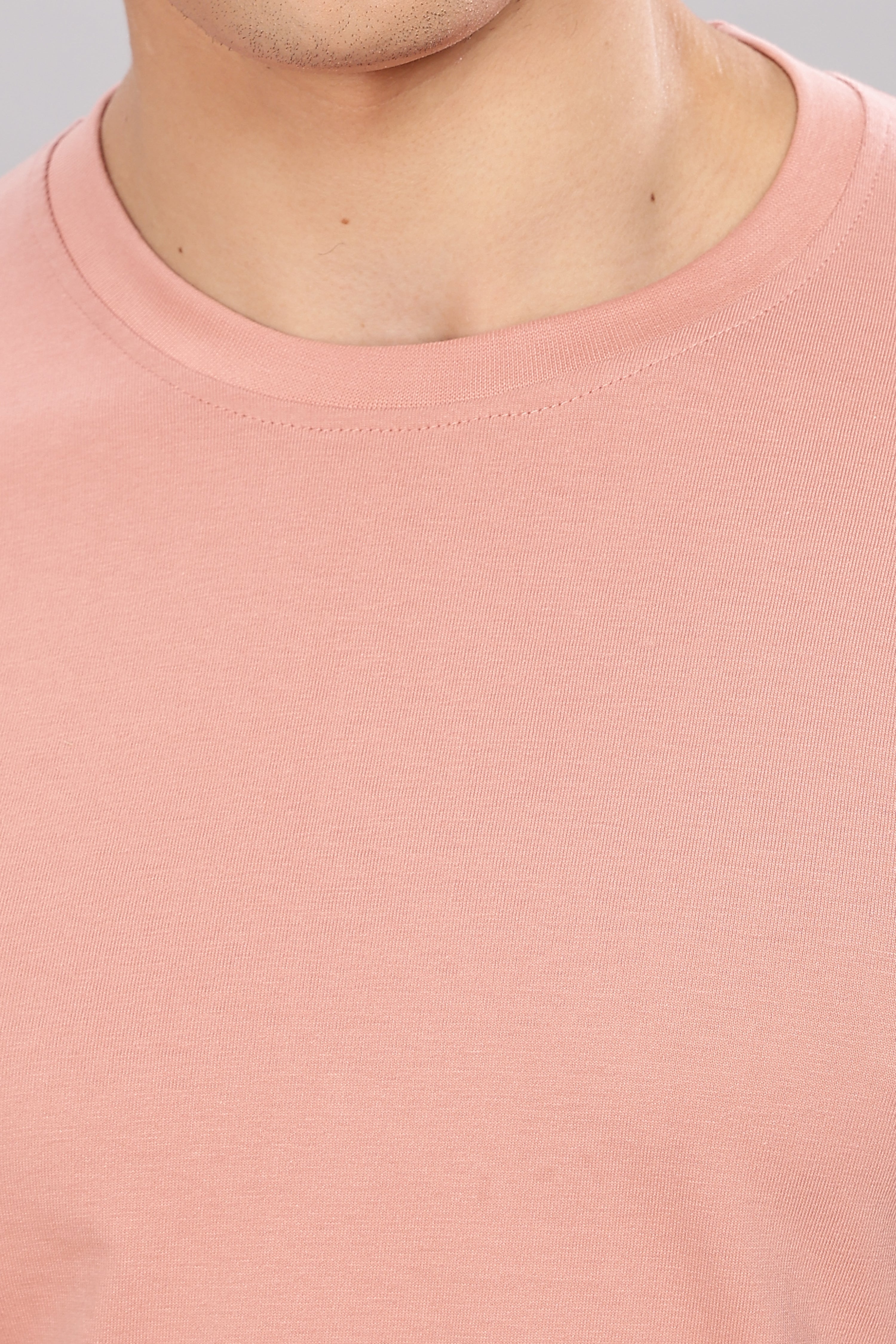 Peach Long Sleeve Crew Neck T-Shirt