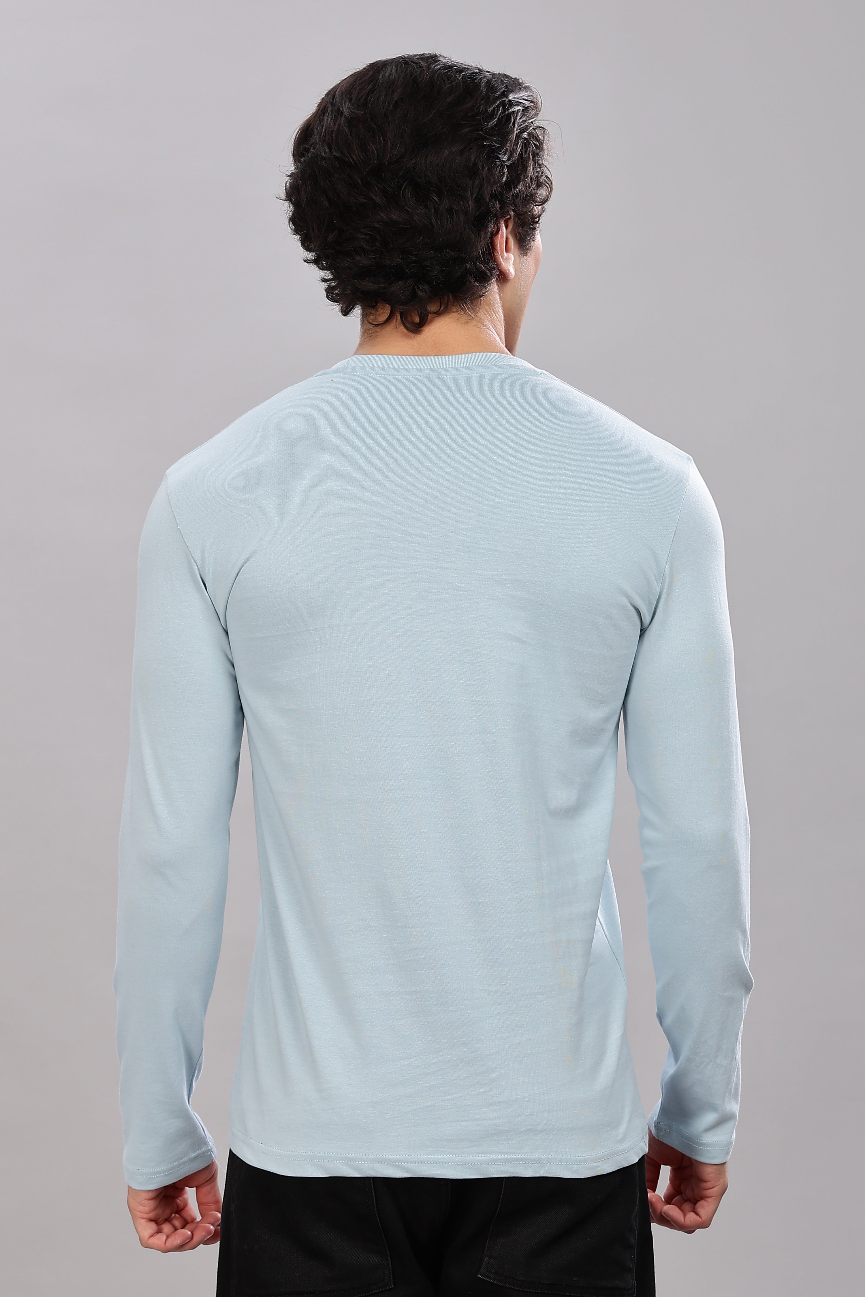 Pigeon Blue Long Sleeve Crew Neck T-Shirt