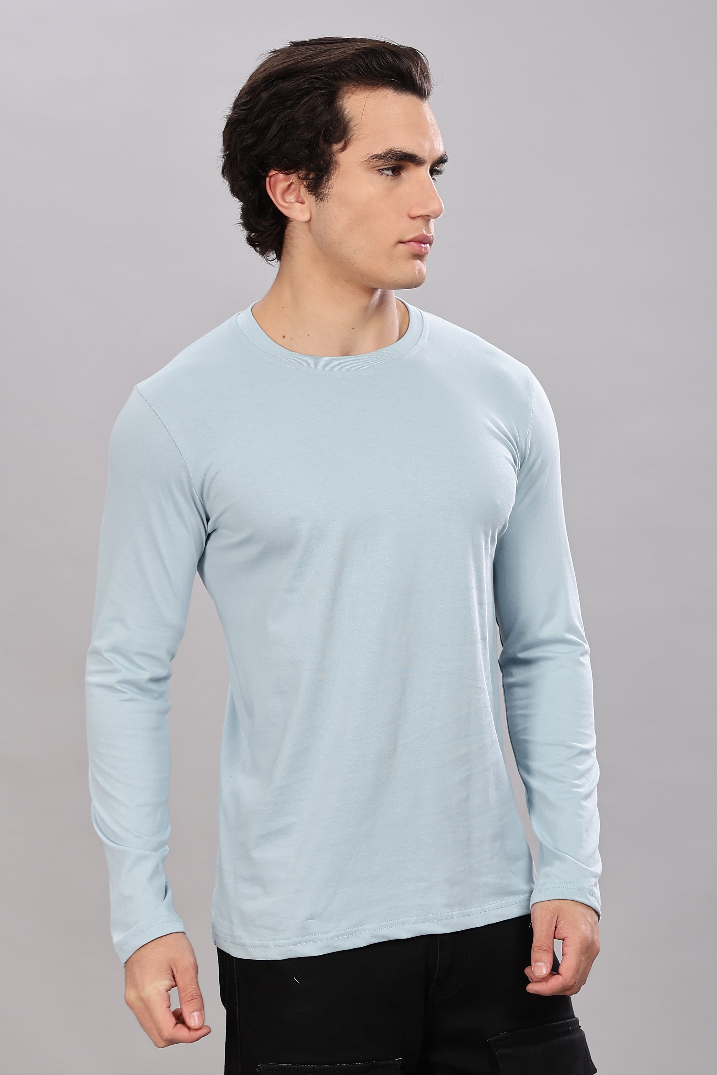 Pigeon Blue Long Sleeve Crew Neck T-Shirt
