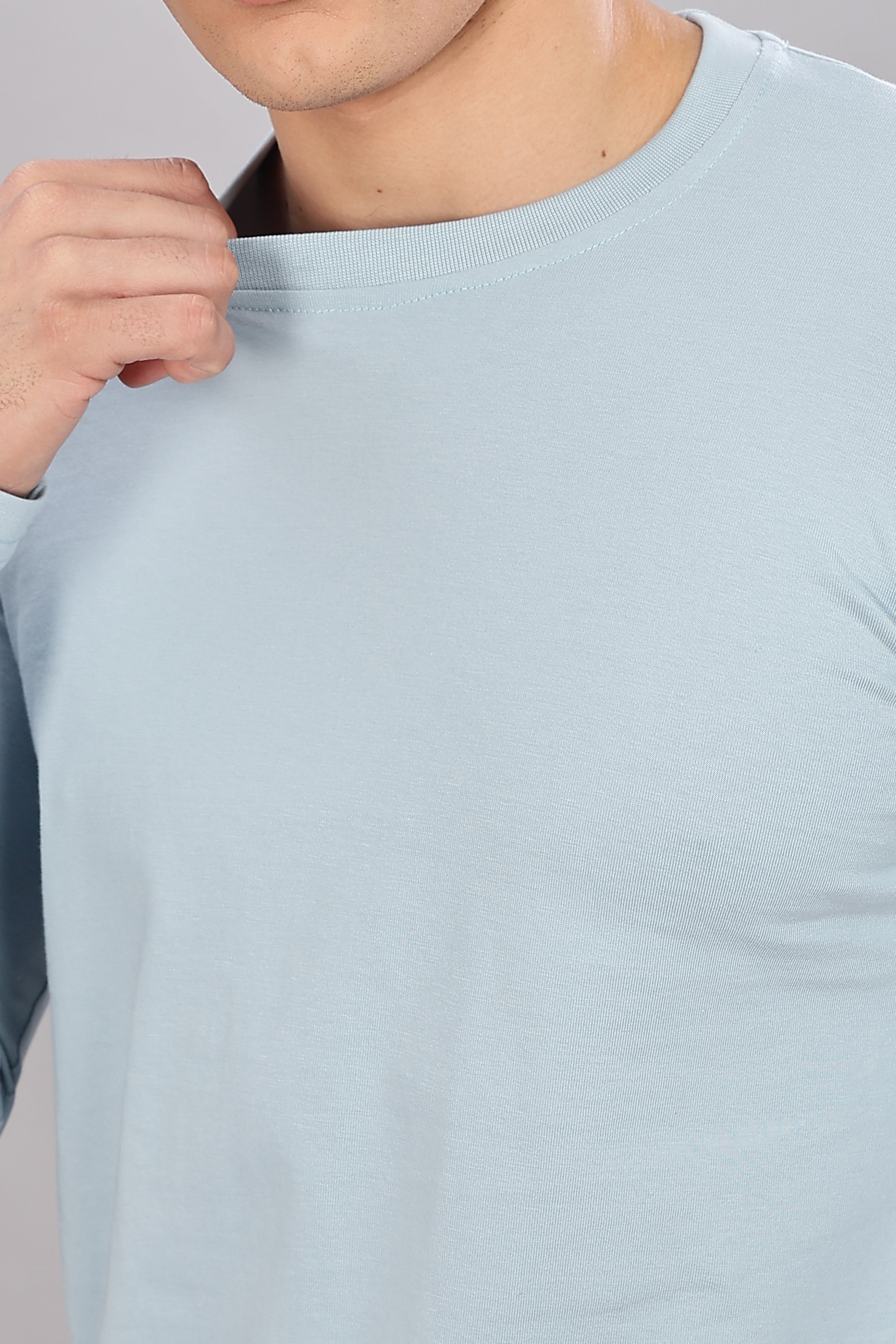 Pigeon Blue Long Sleeve Crew Neck T-Shirt