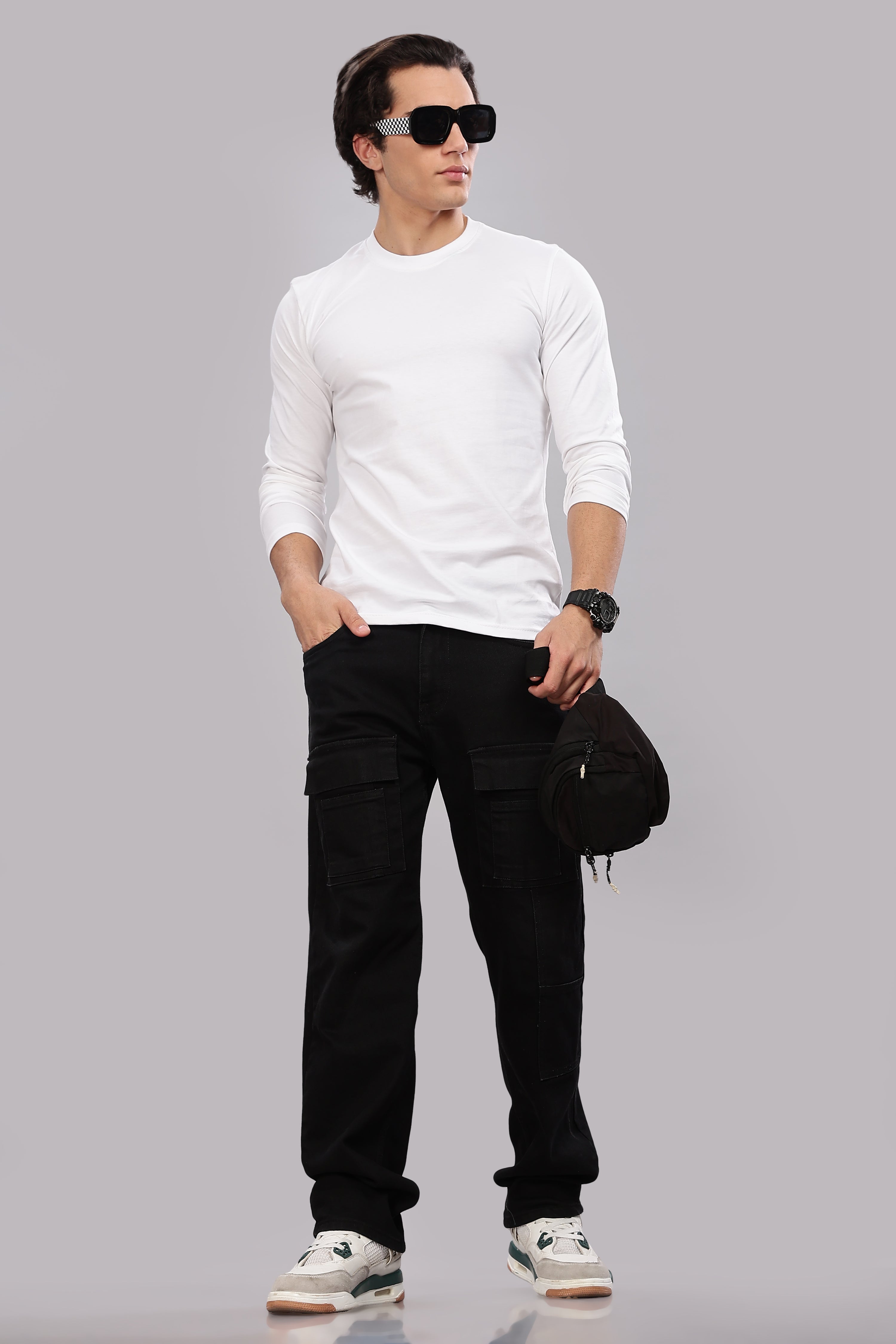 Milky White Long Sleeve Crew Neck T-Shirt