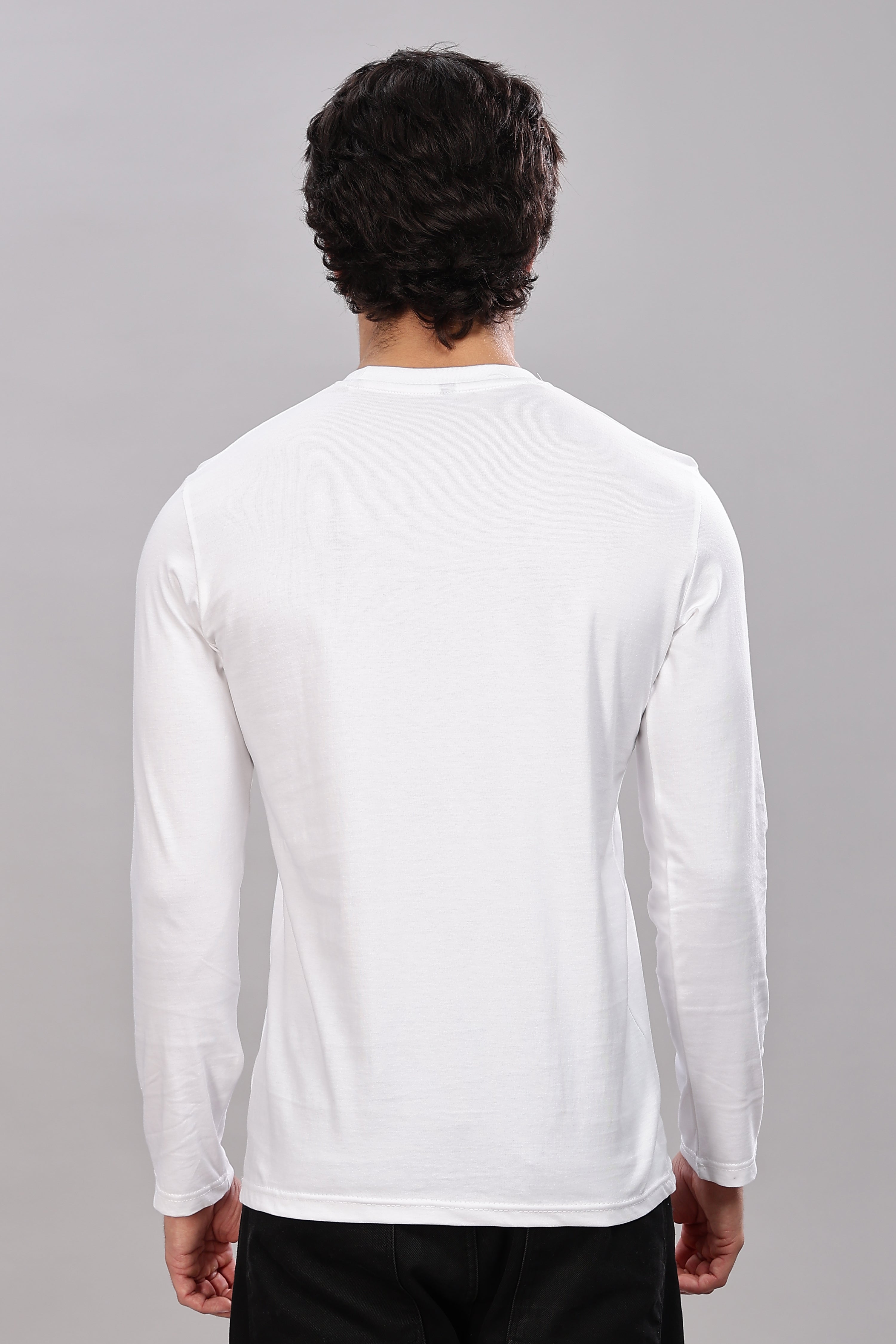 Milky White Long Sleeve Crew Neck T-Shirt
