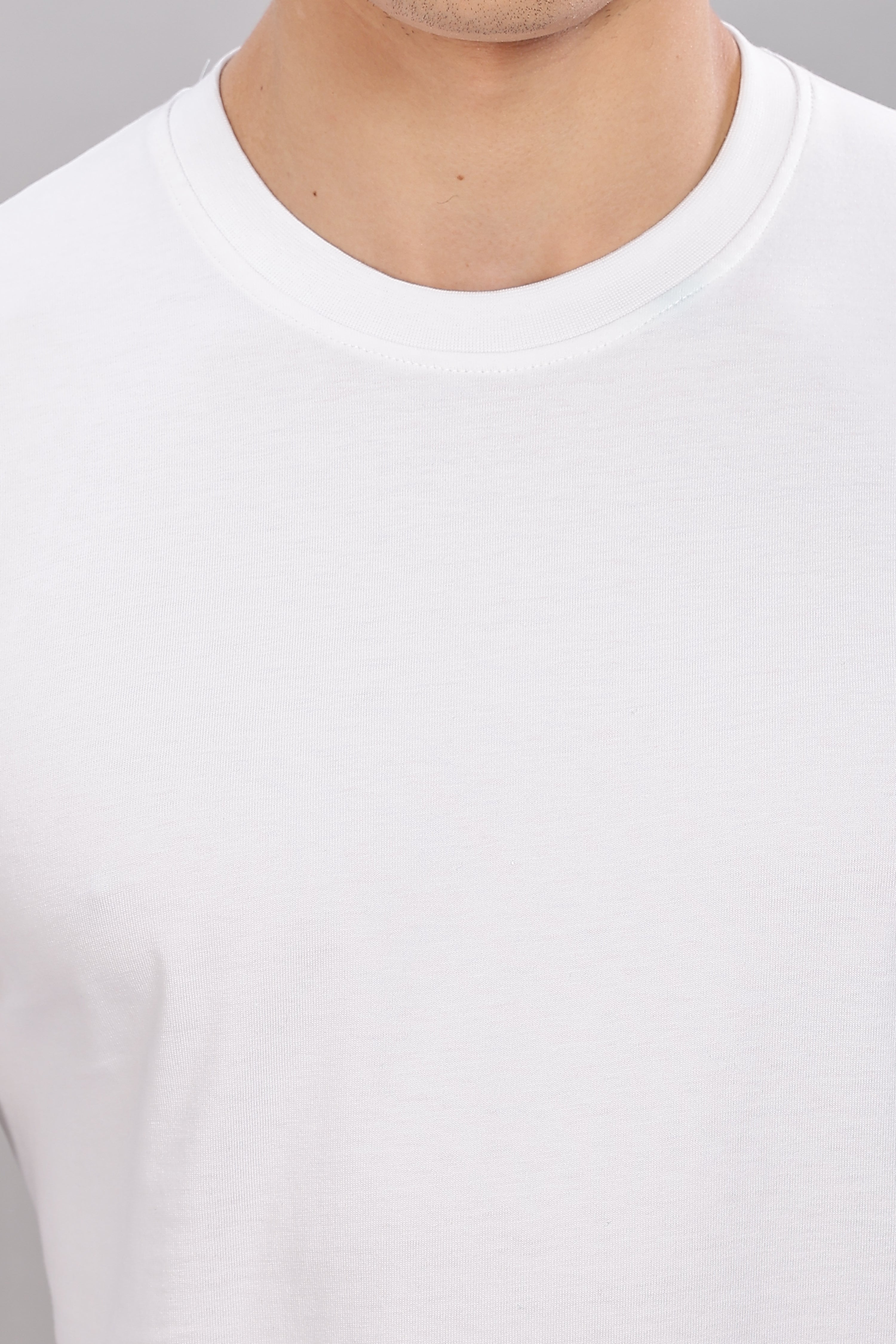 Milky White Long Sleeve Crew Neck T-Shirt