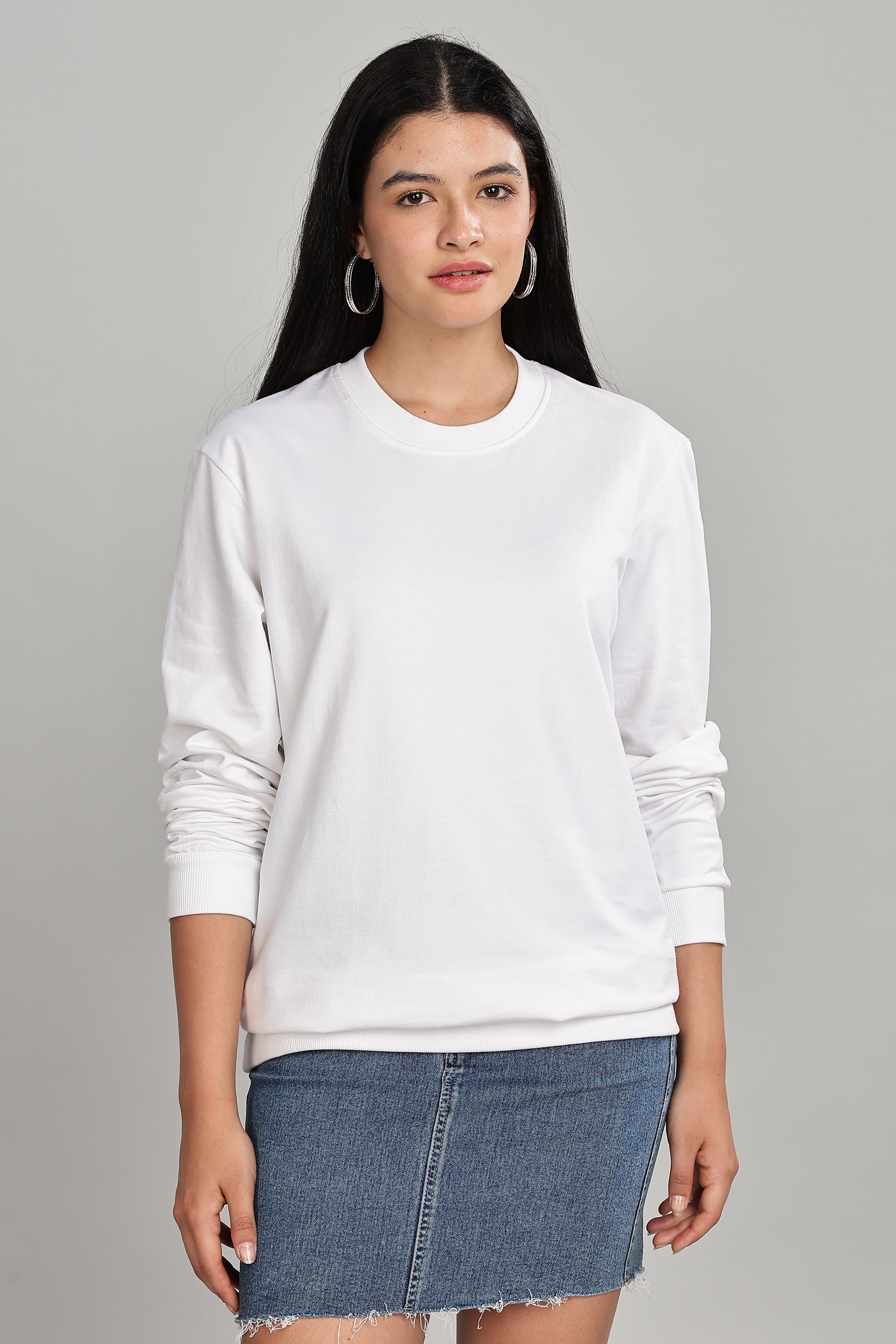 Milky White Pure Cotton Women’s Sweatshirt