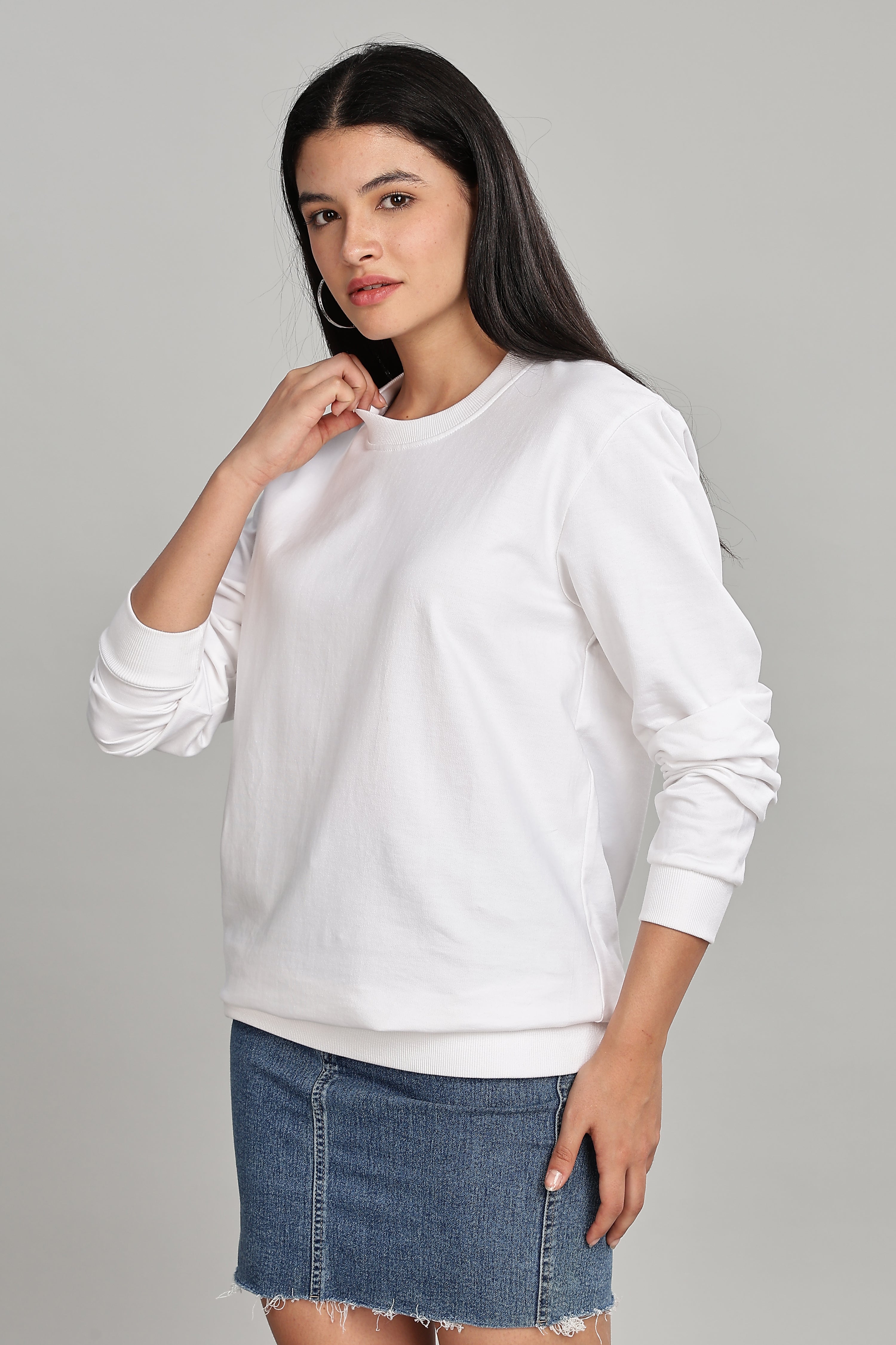 Milky White Pure Cotton Women’s Sweatshirt