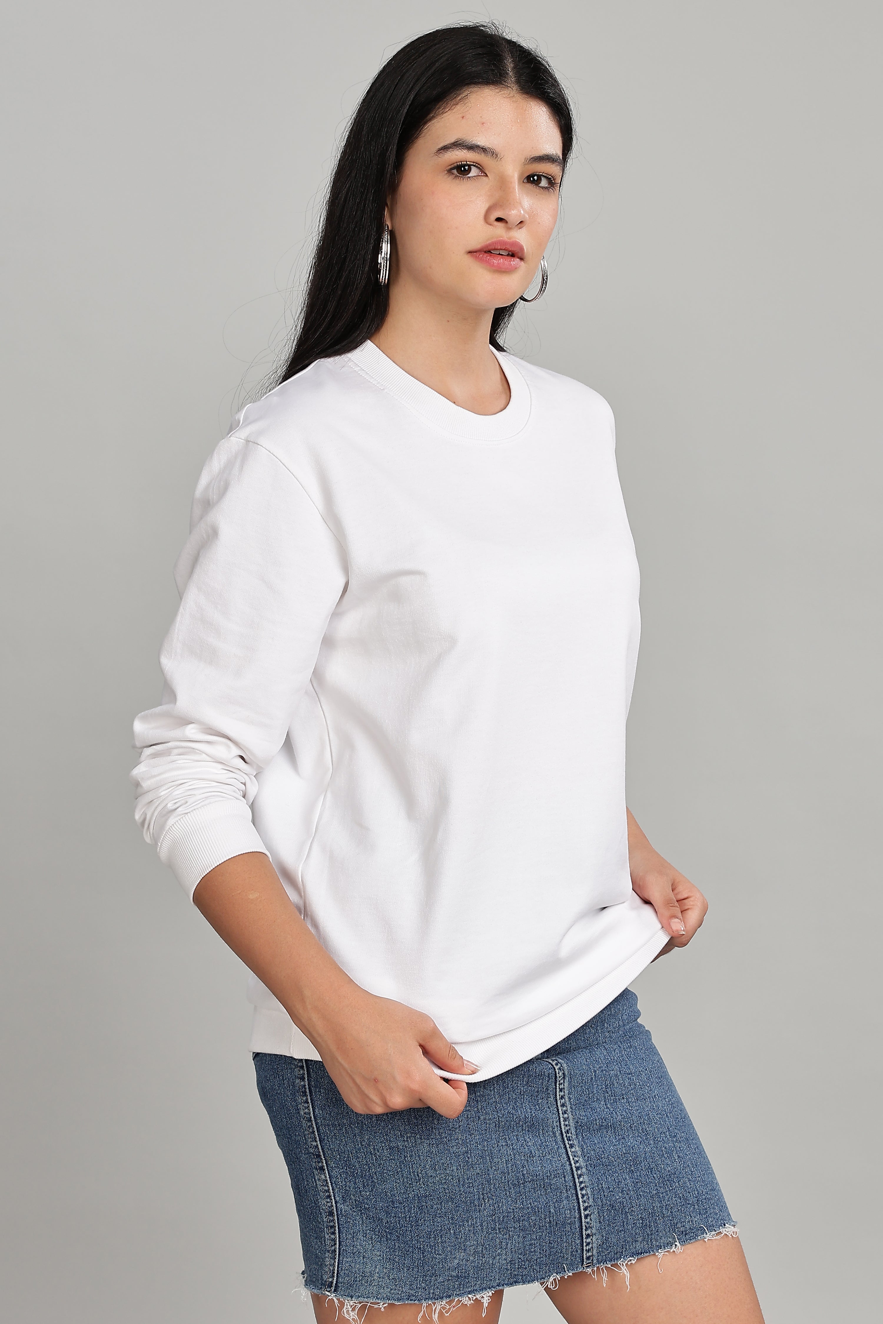 Milky White Pure Cotton Women’s Sweatshirt