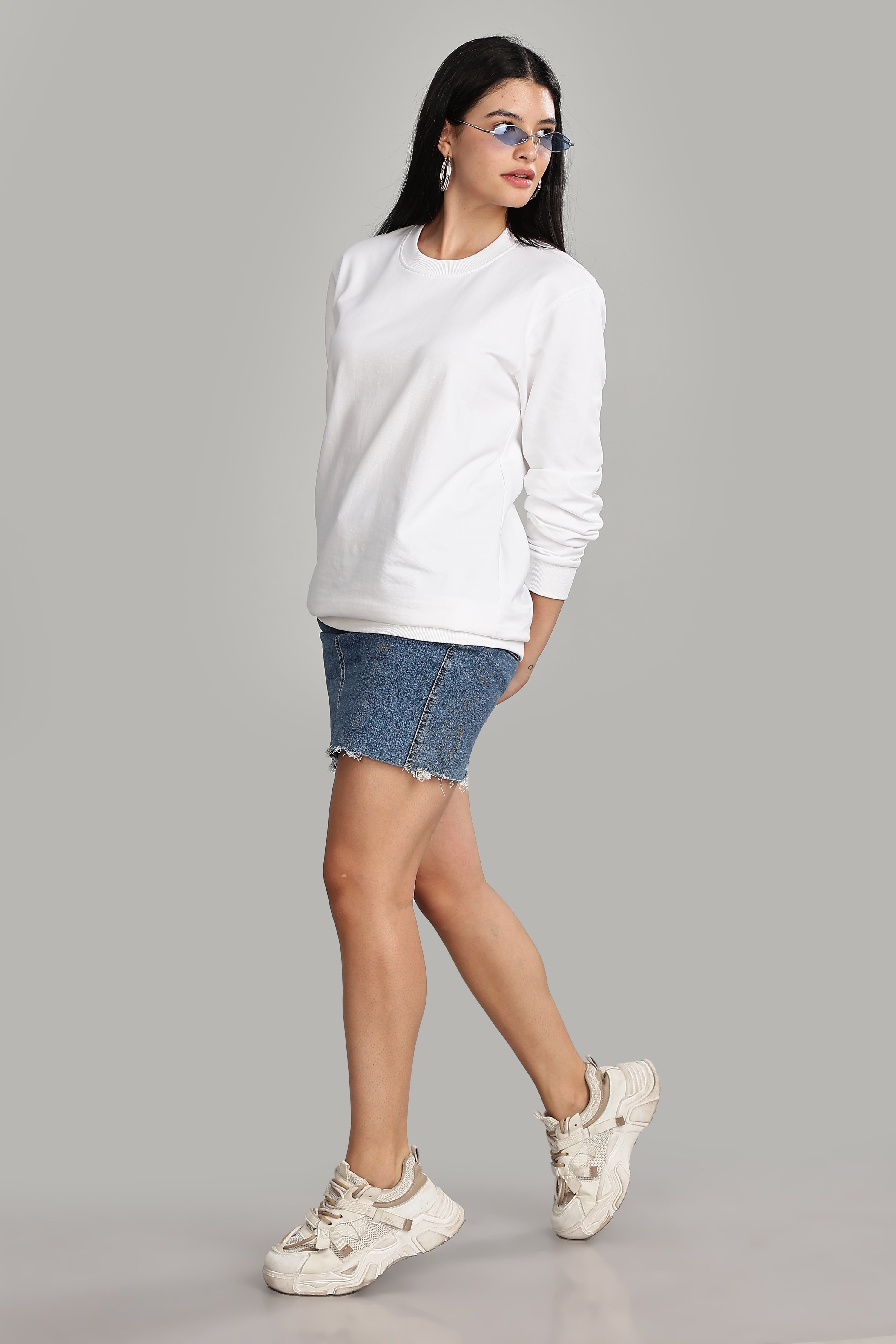 Milky White Pure Cotton Women’s Sweatshirt