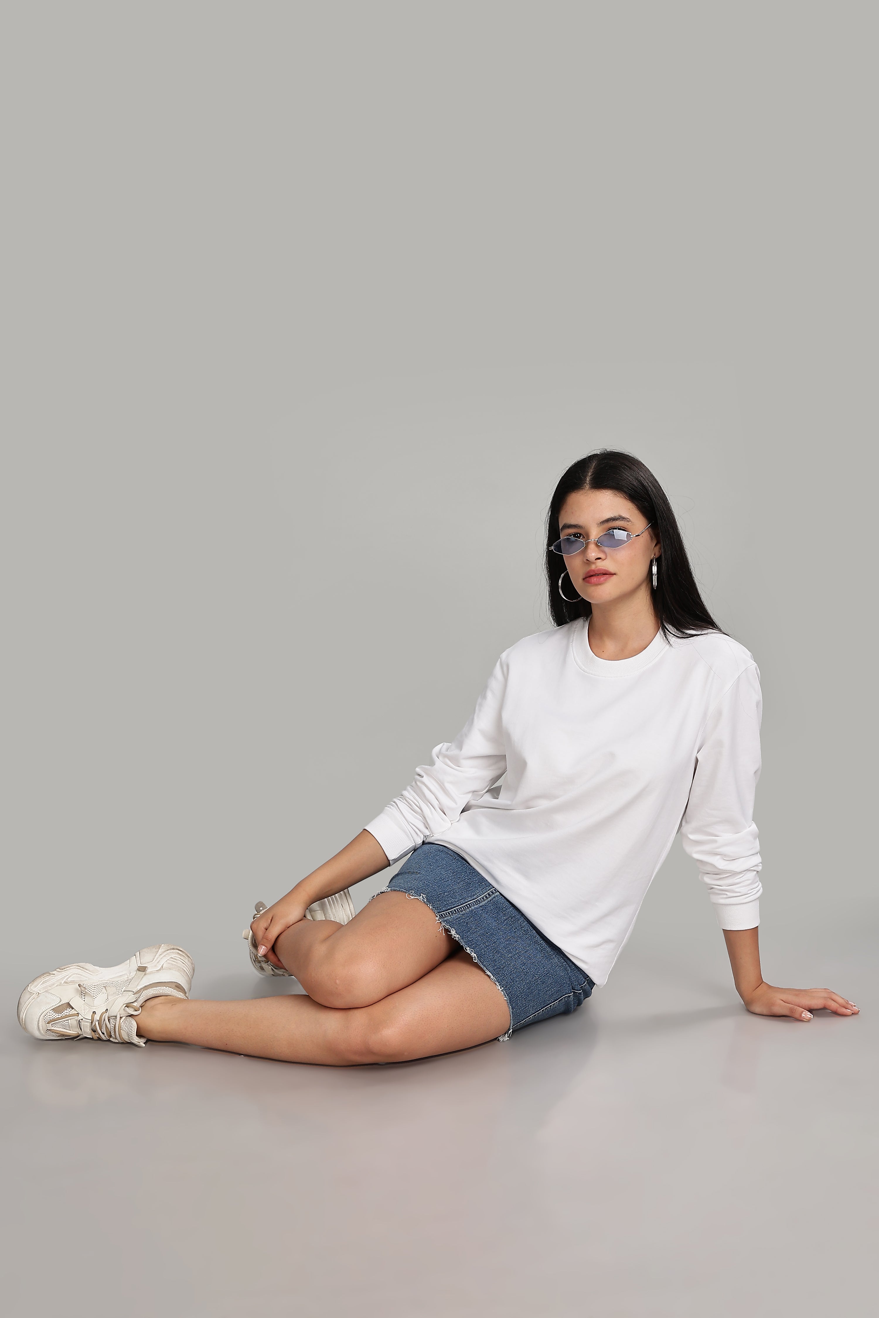 Milky White Pure Cotton Women’s Sweatshirt