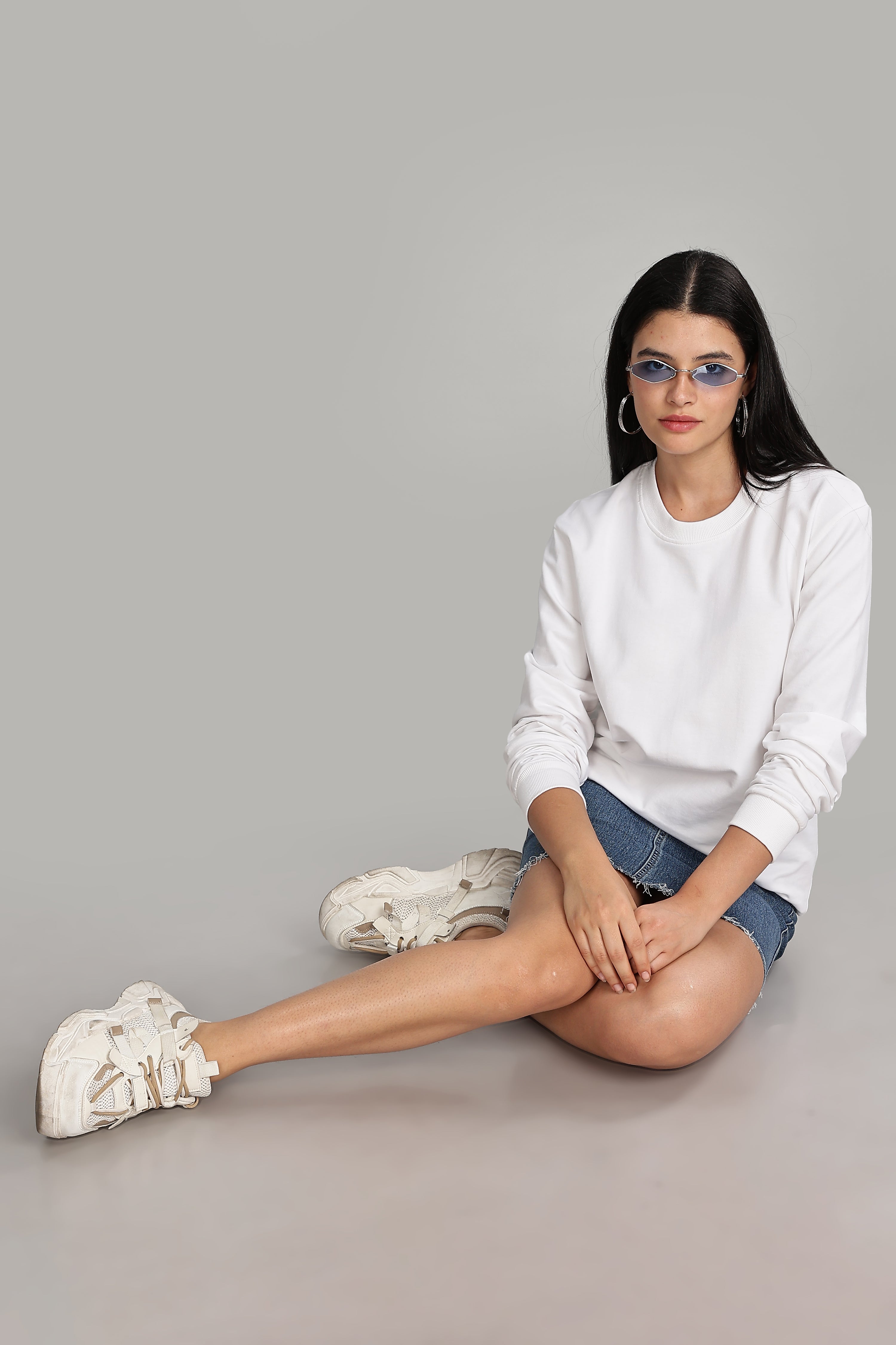 Milky White Pure Cotton Women’s Sweatshirt