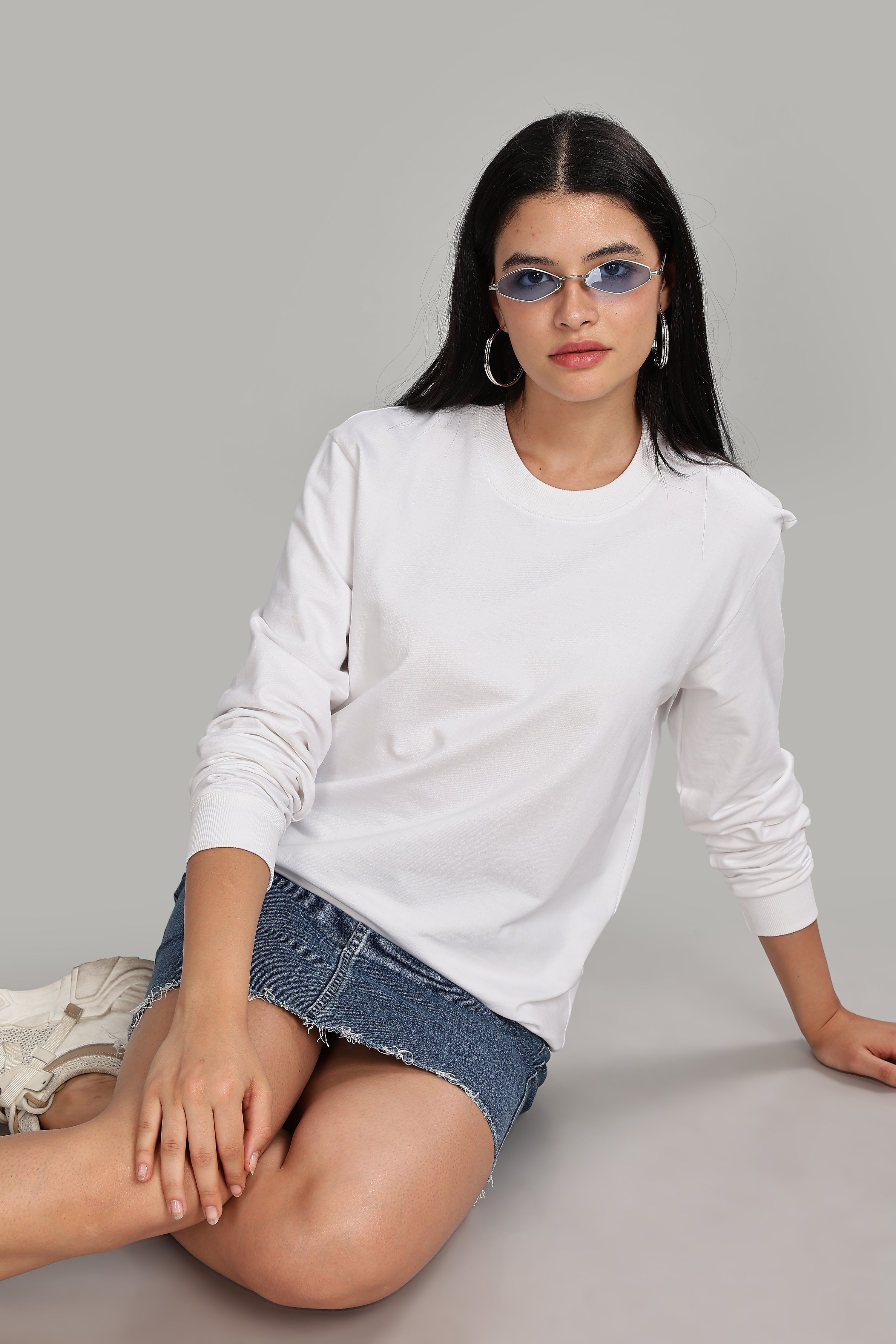 Milky White Pure Cotton Women’s Sweatshirt