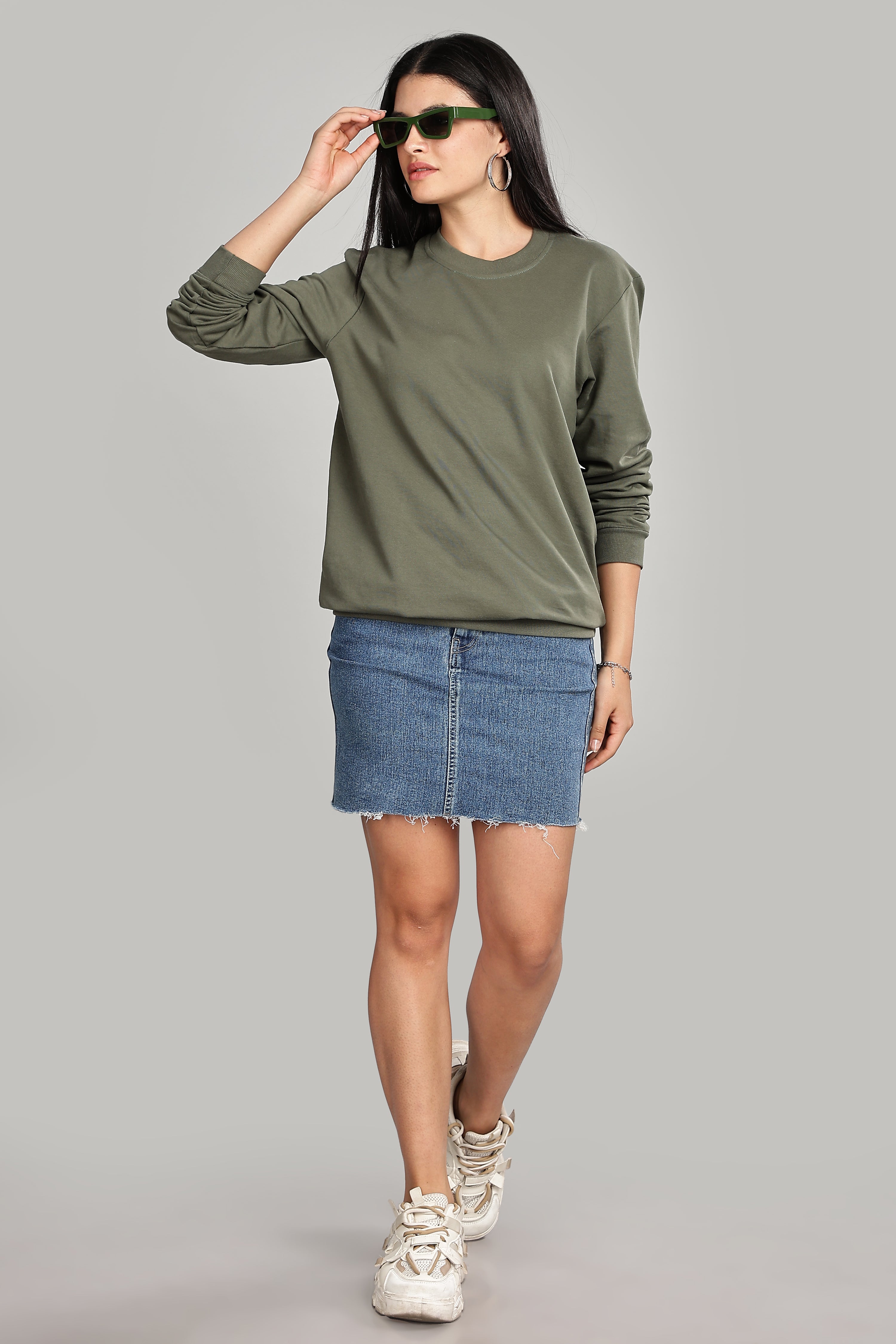 Olive Green Pure Cotton Women’s Sweatshirt