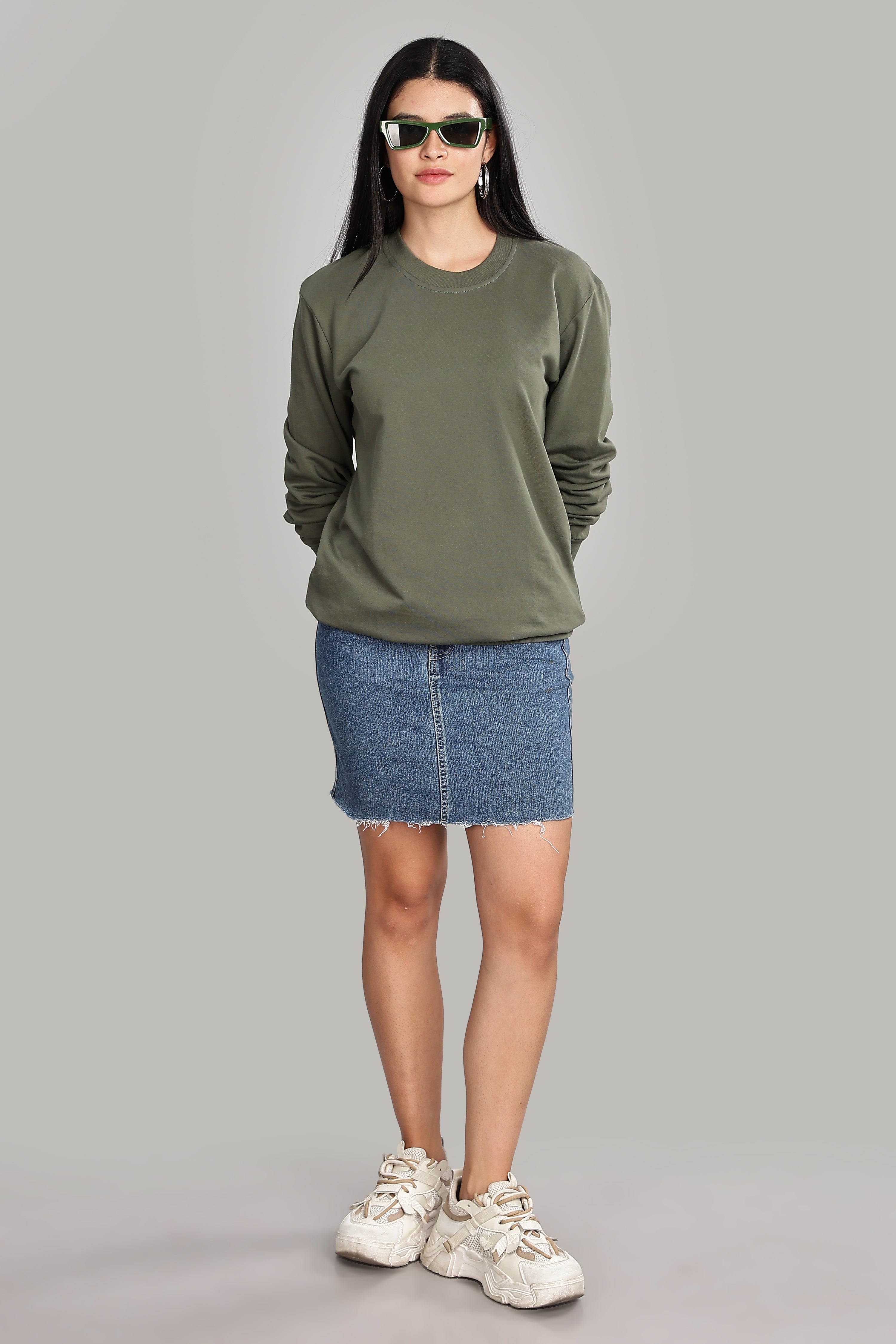 Olive Green Pure Cotton Women’s Sweatshirt