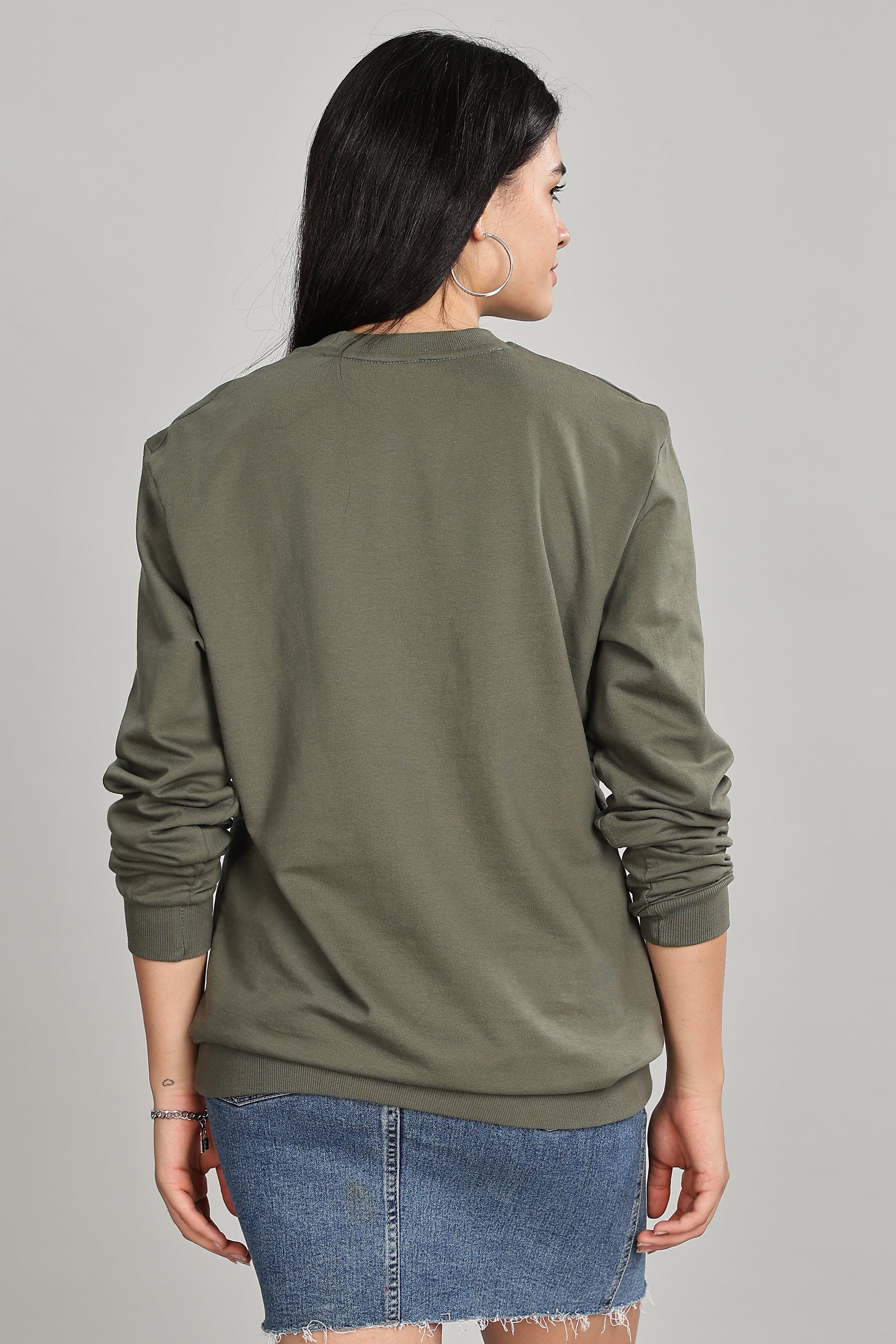 Olive Green Pure Cotton Women’s Sweatshirt
