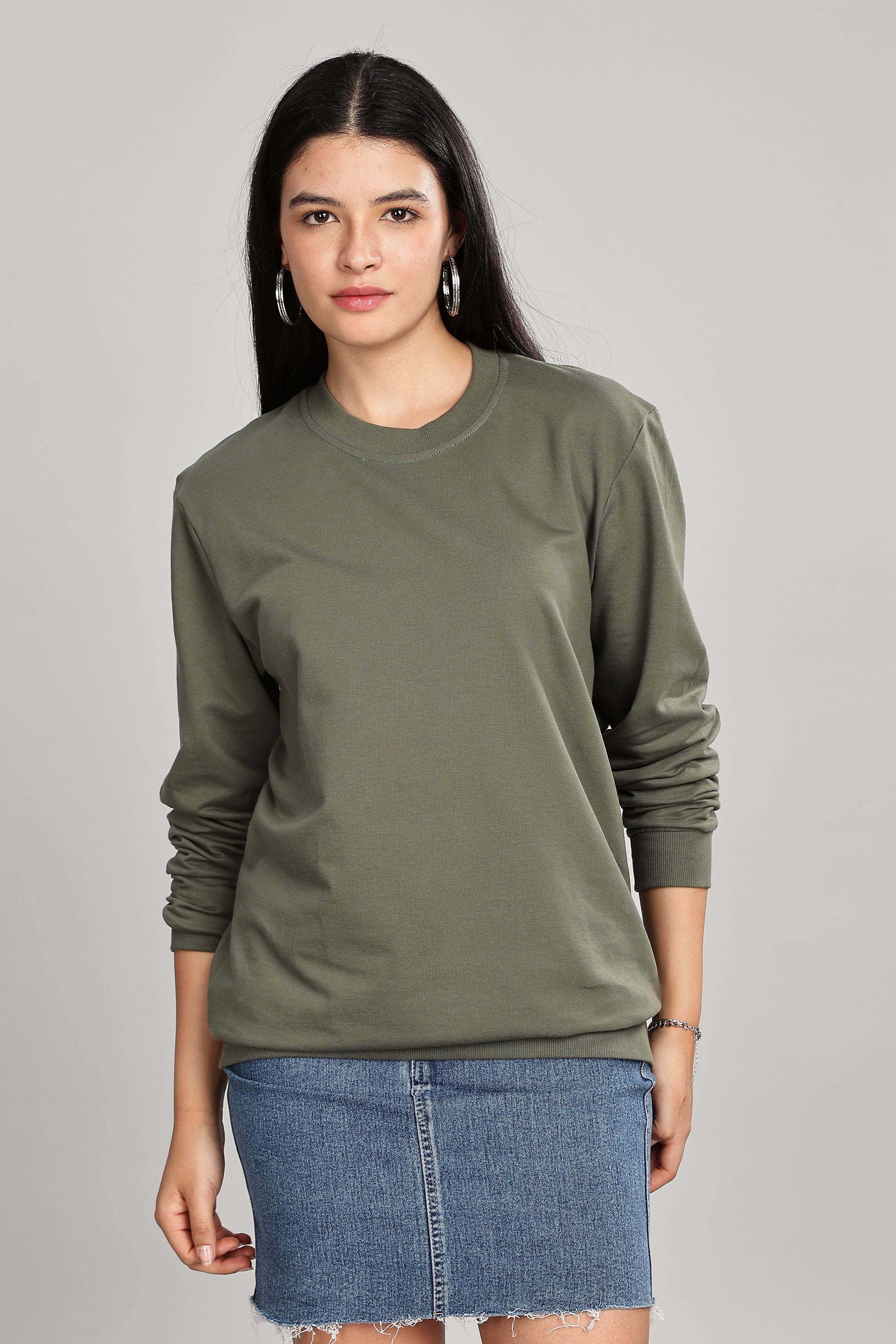 Olive Green Pure Cotton Women’s Sweatshirt