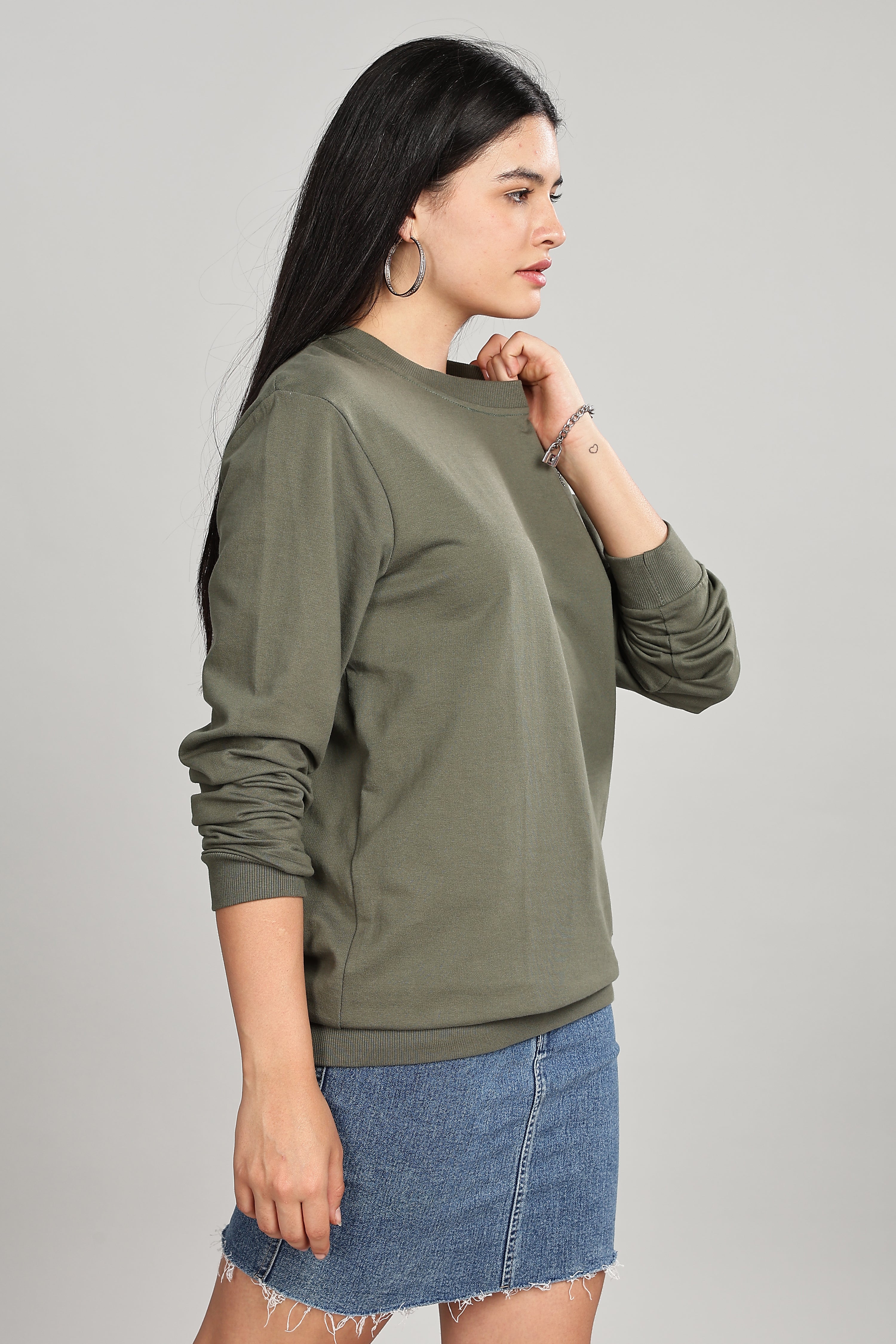 Olive Green Pure Cotton Women’s Sweatshirt