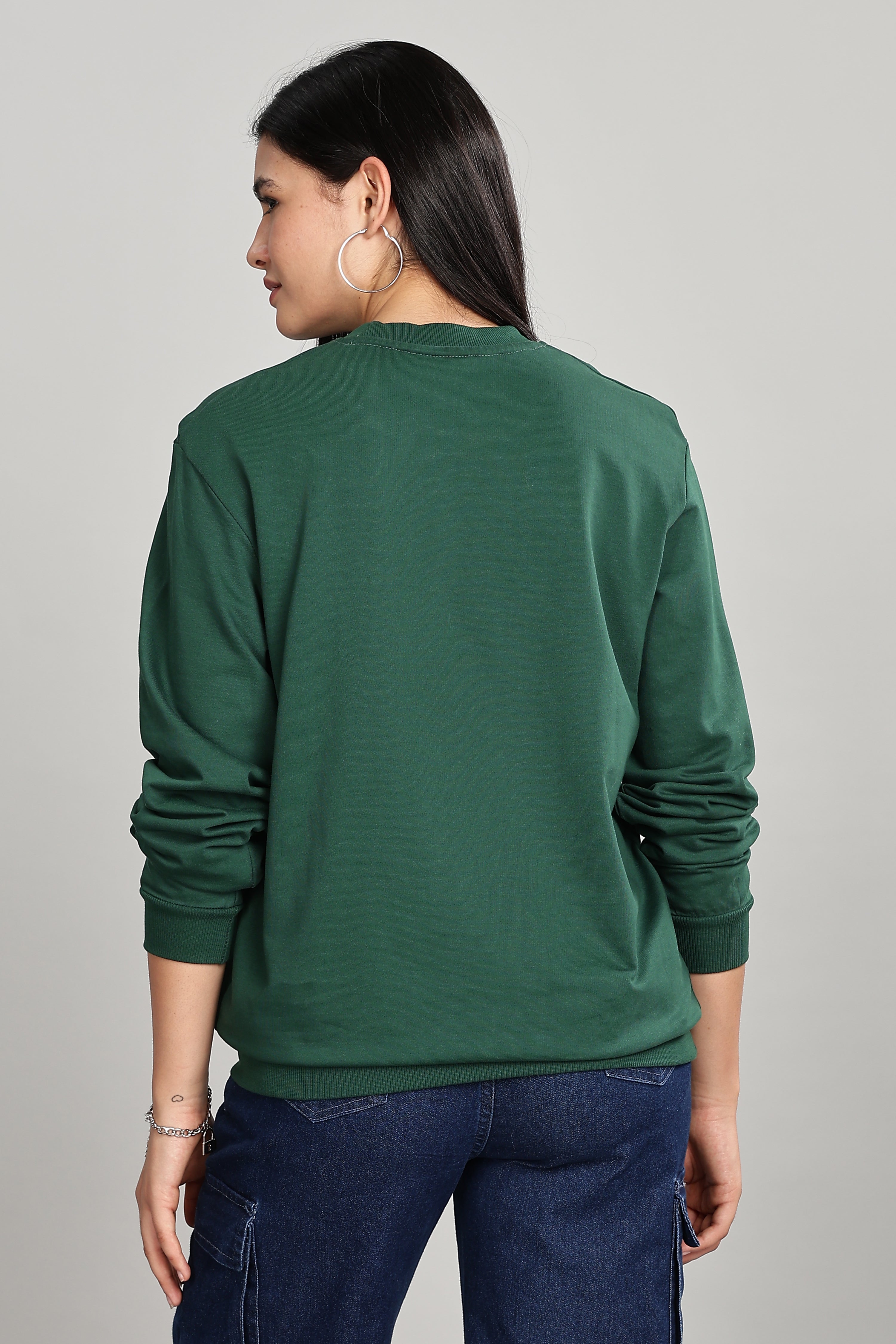 Peacock Green Pure Cotton Women’s Sweatshirt