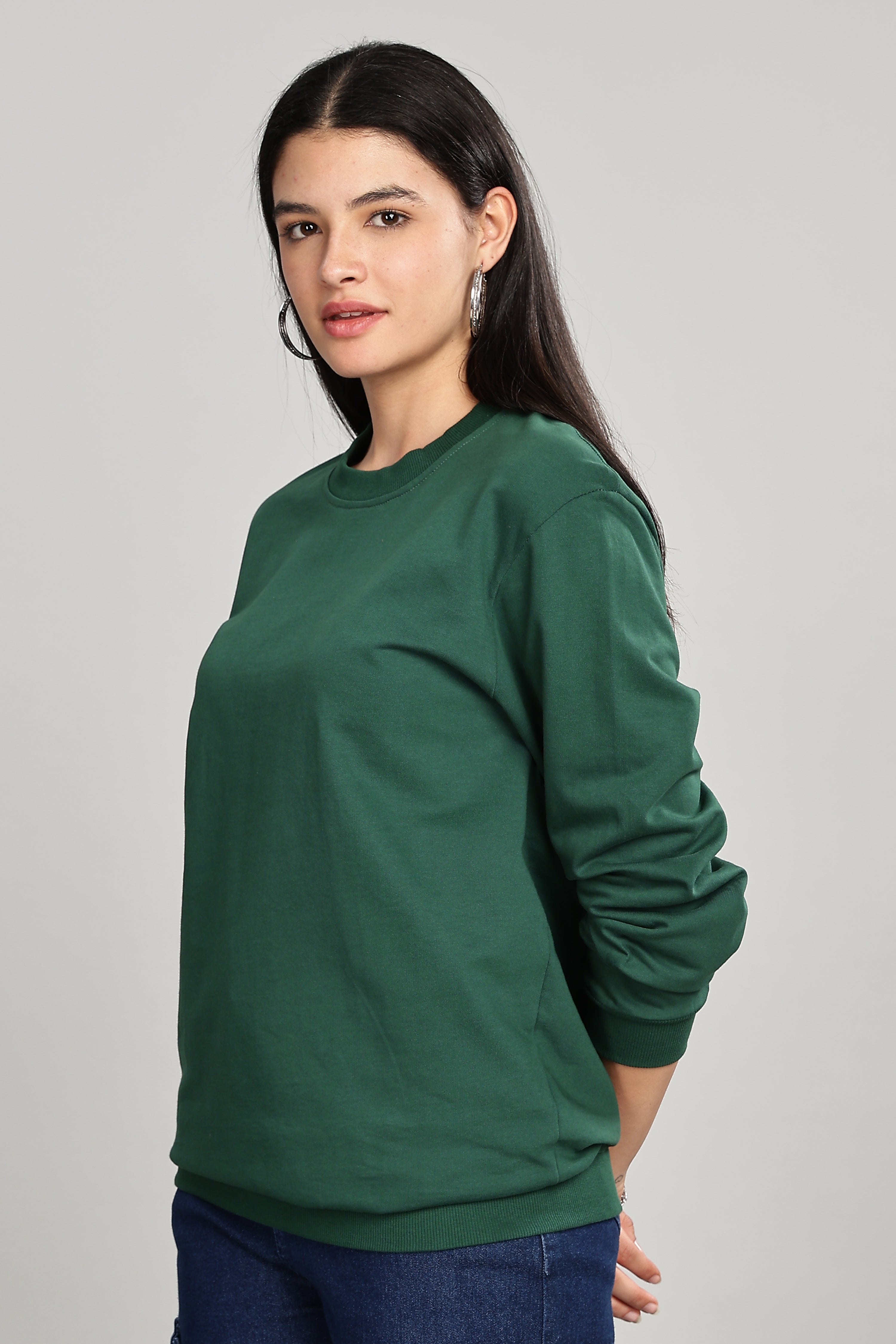 Peacock Green Pure Cotton Women’s Sweatshirt