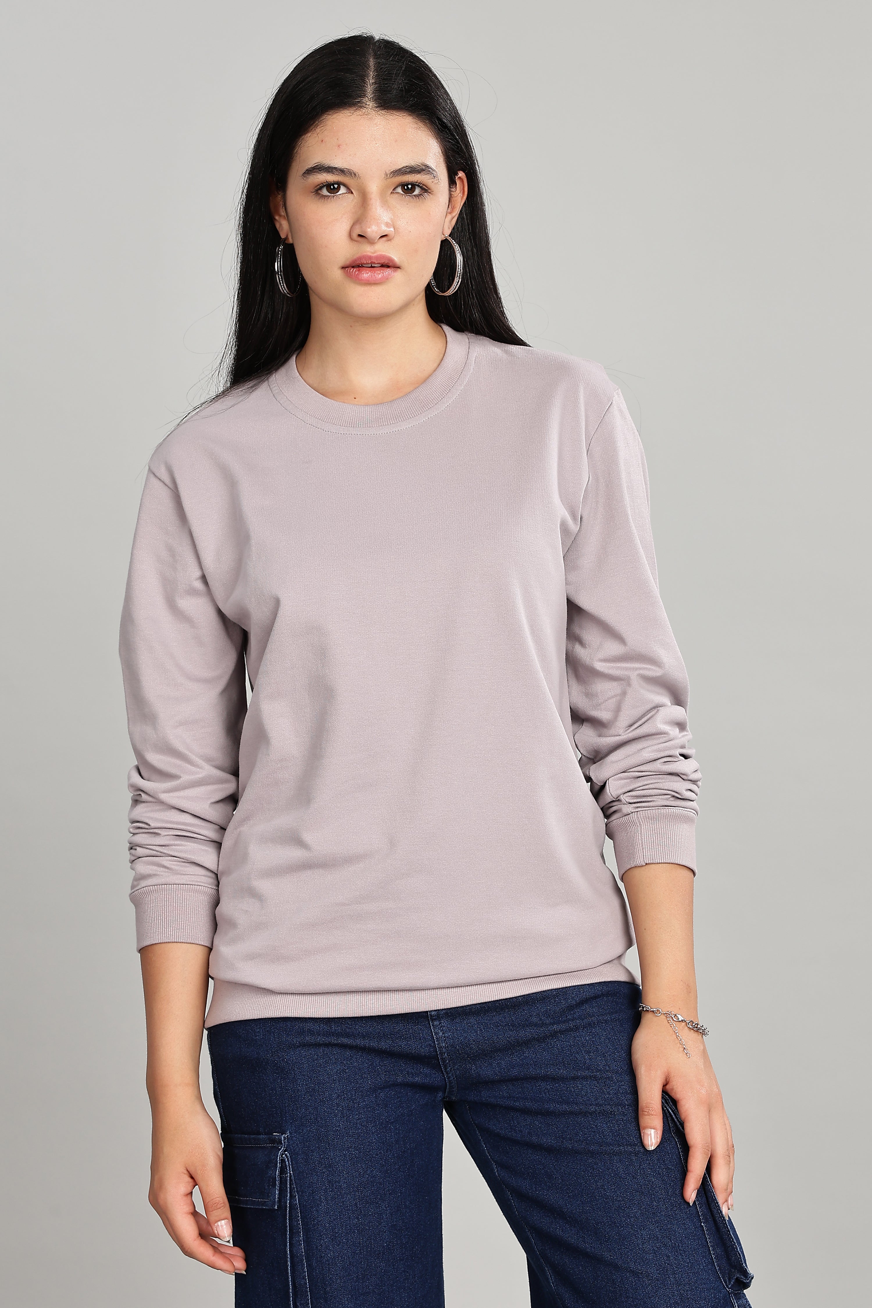 Ash Grey Pure Cotton Women’s Sweatshirt