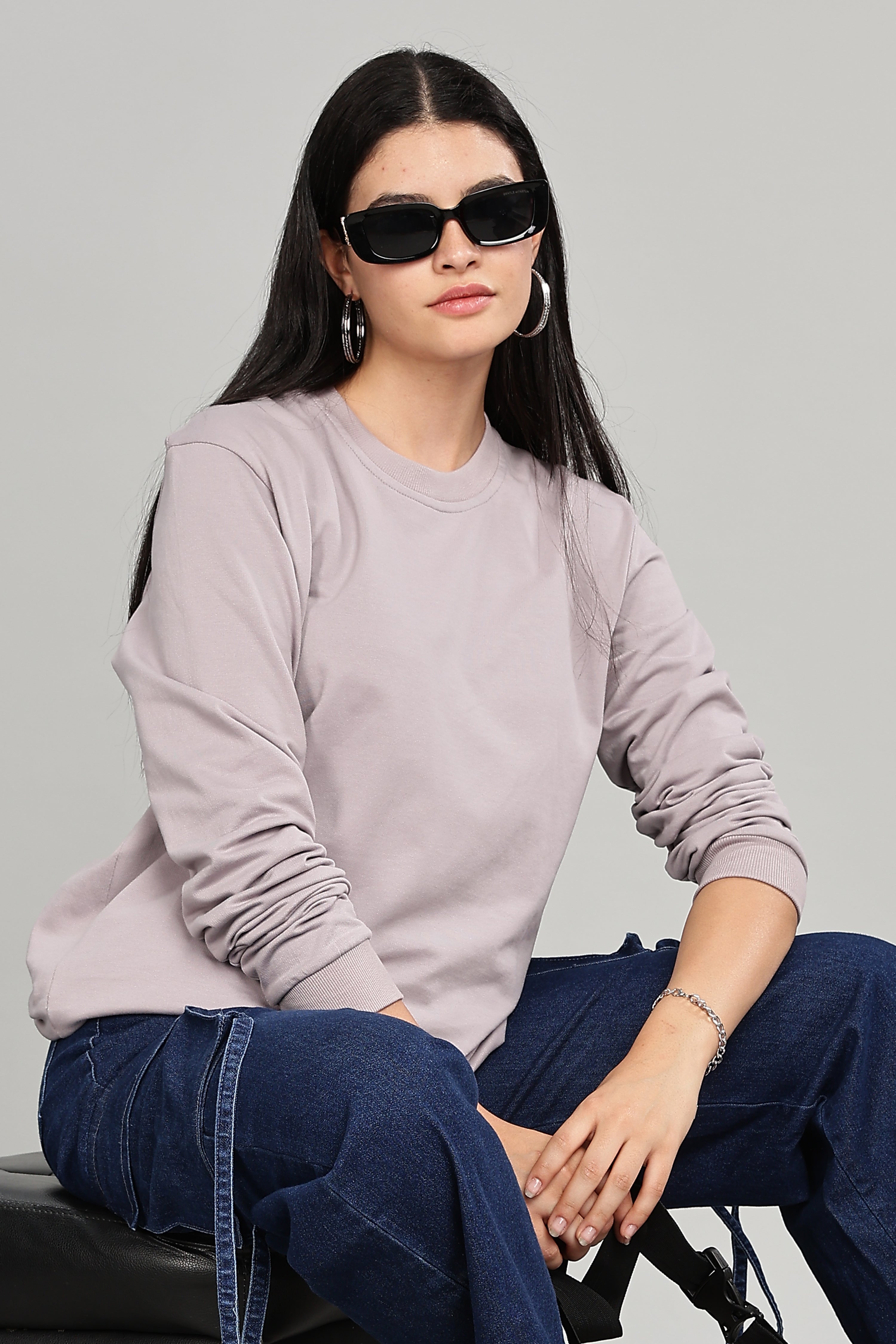 Ash Grey Pure Cotton Women’s Sweatshirt