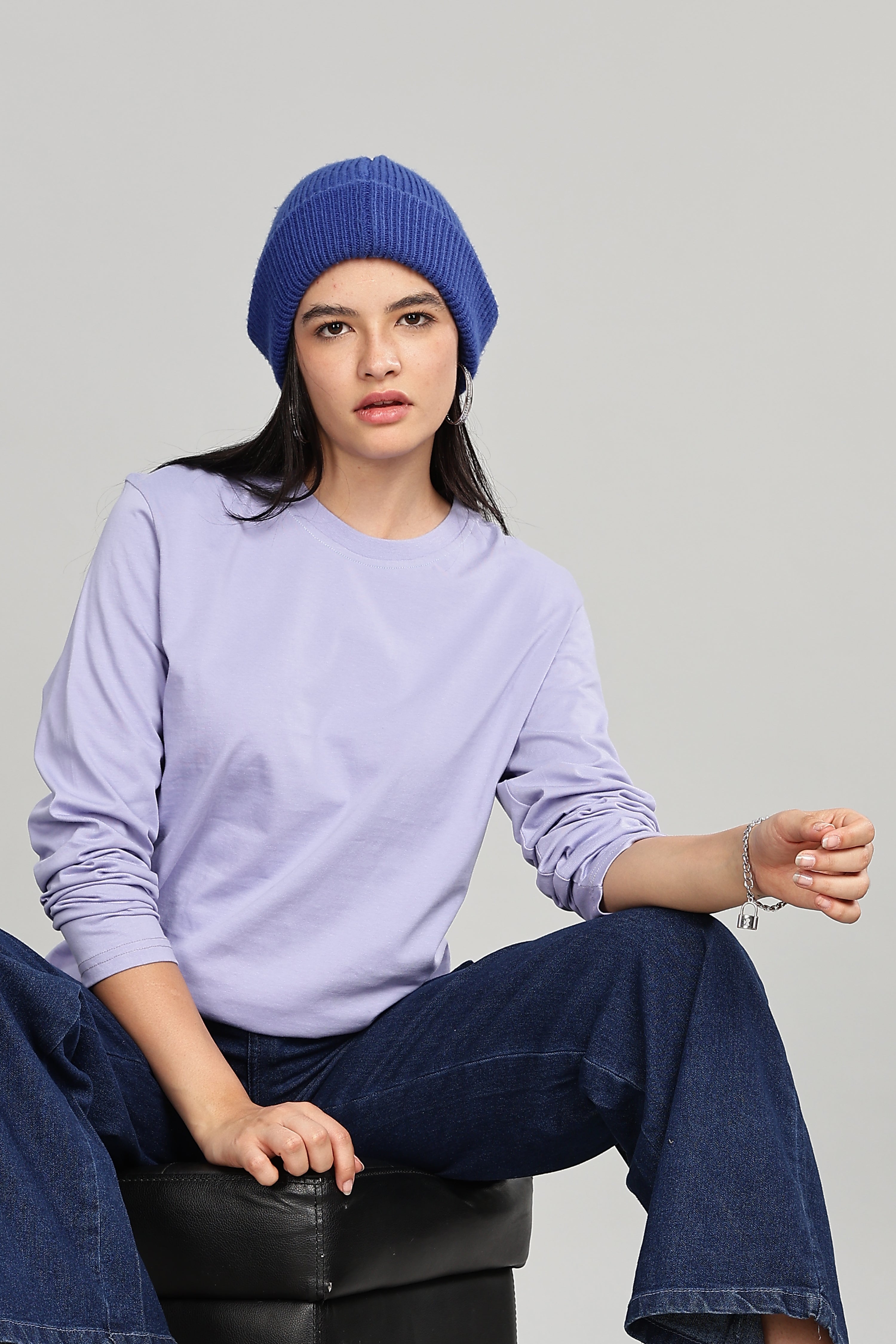 Sky Blue Long Sleeve Crew Neck T-Shirt