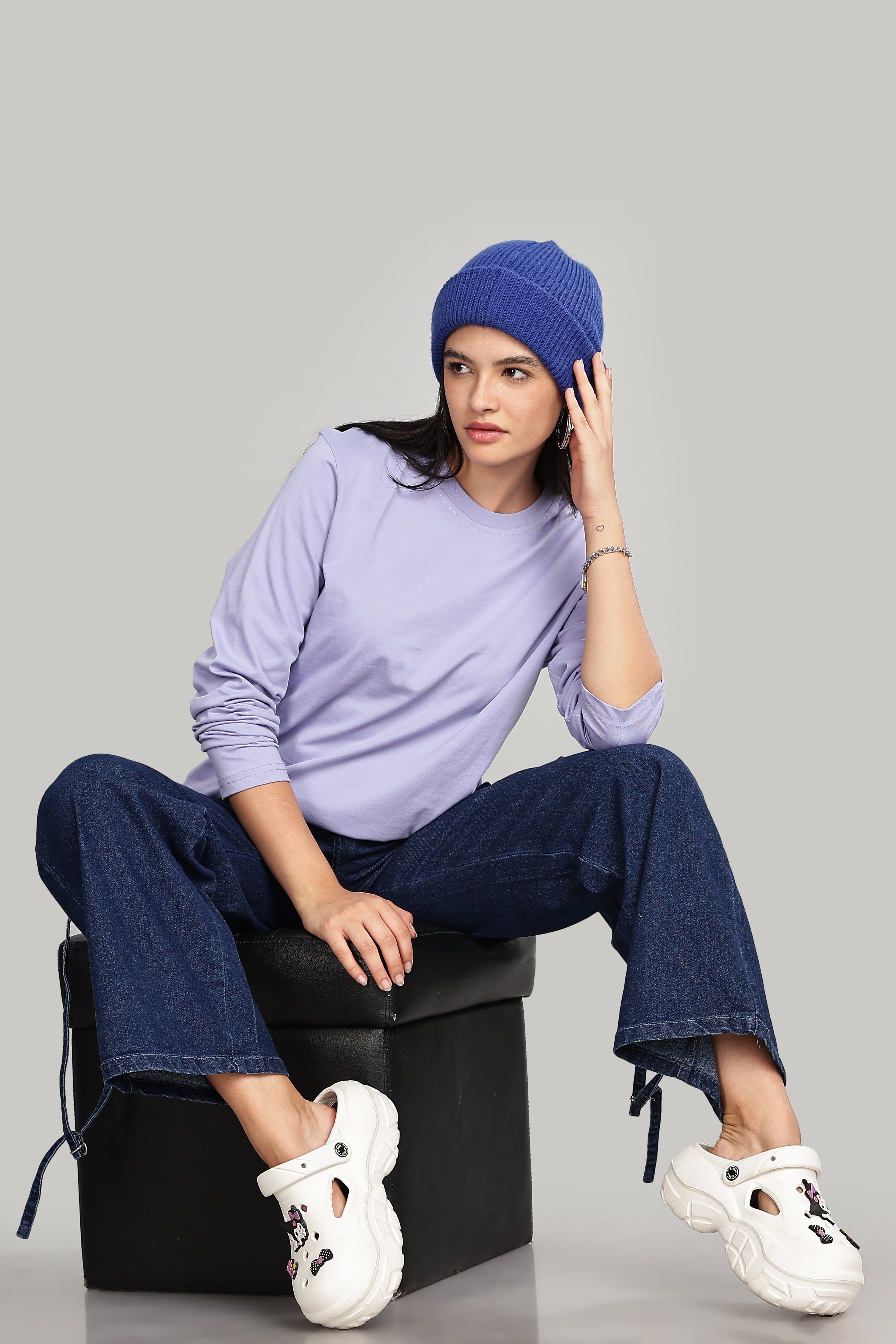 Sky Blue Long Sleeve Crew Neck T-Shirt