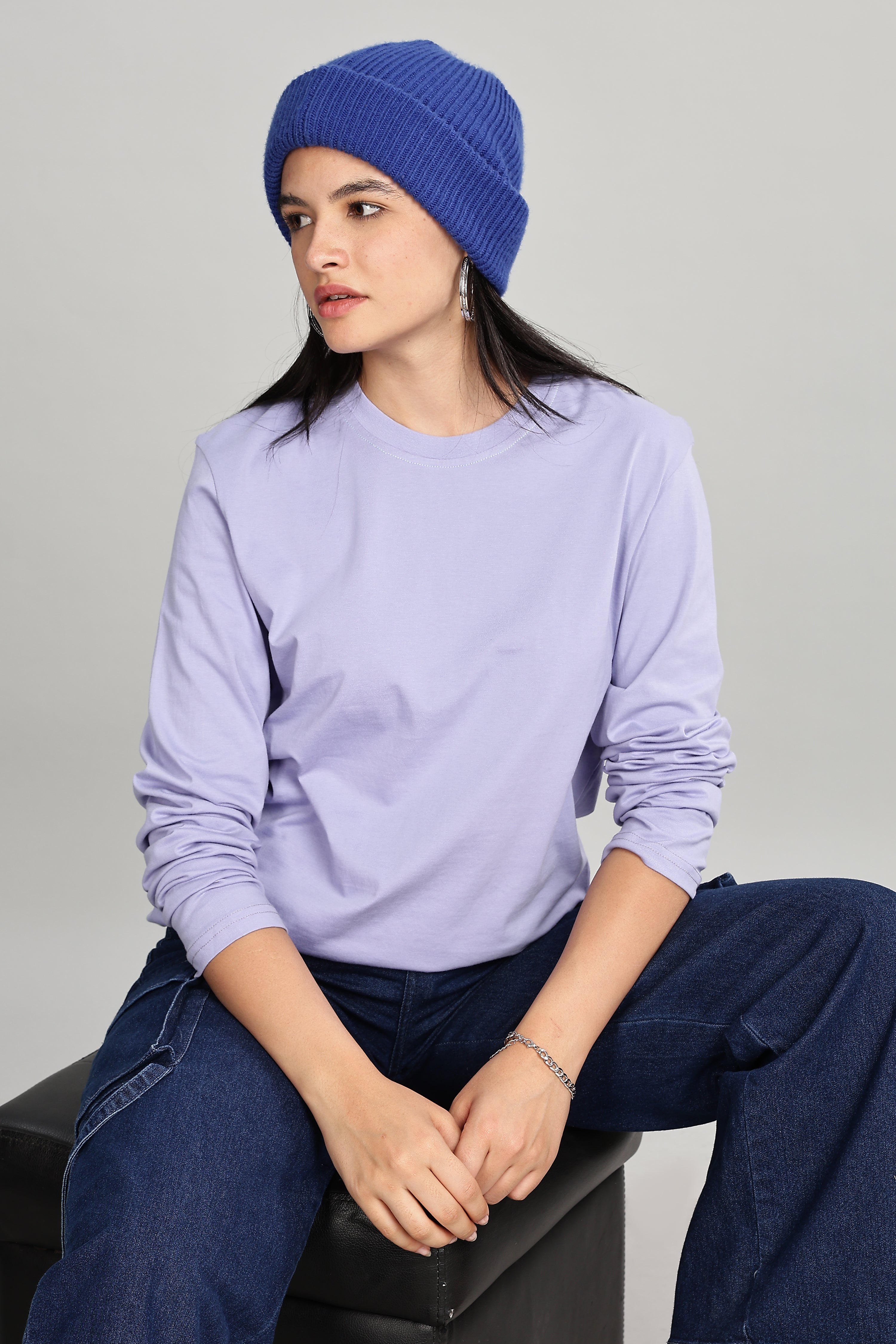 Sky Blue Long Sleeve Crew Neck T-Shirt