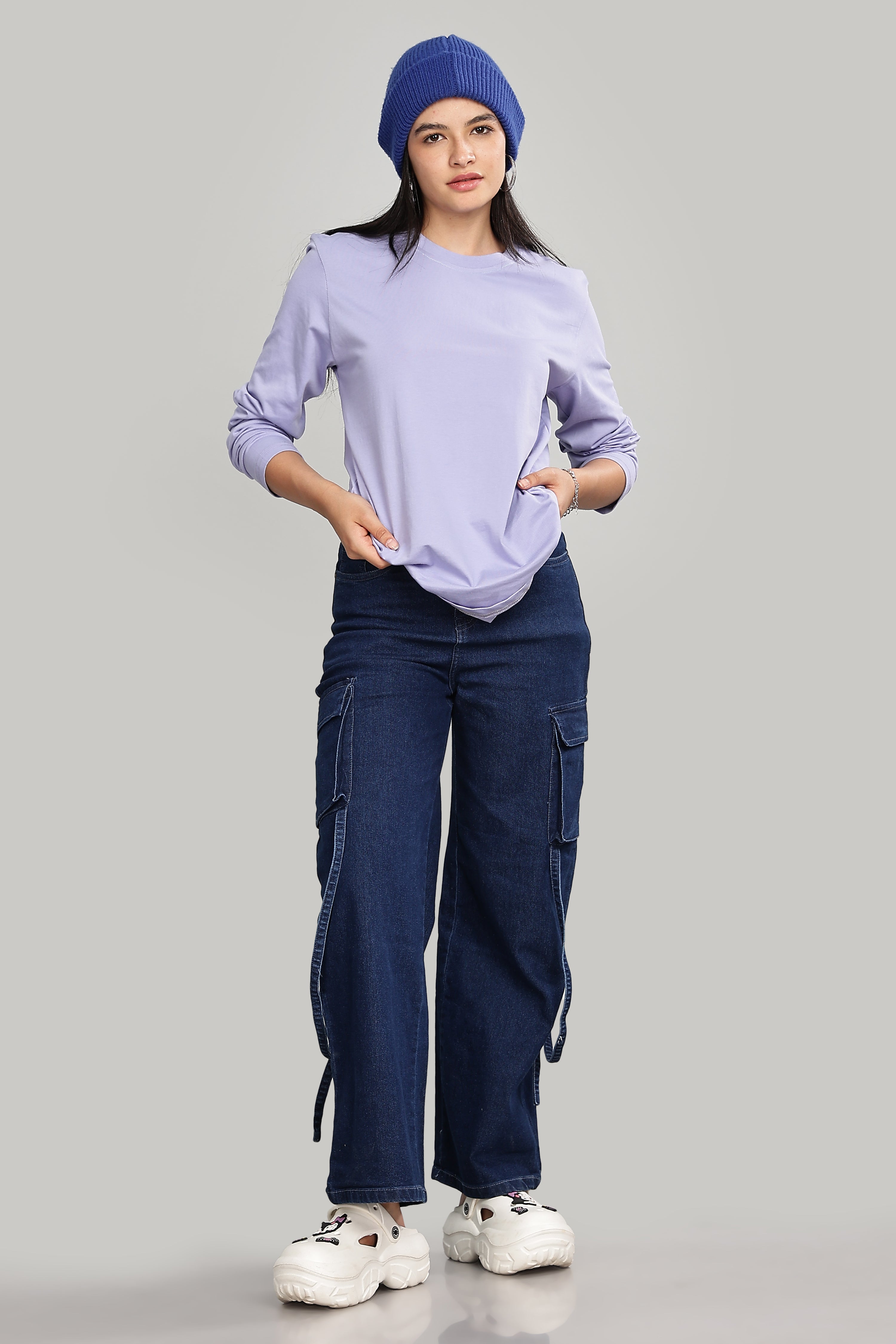 Sky Blue Long Sleeve Crew Neck T-Shirt