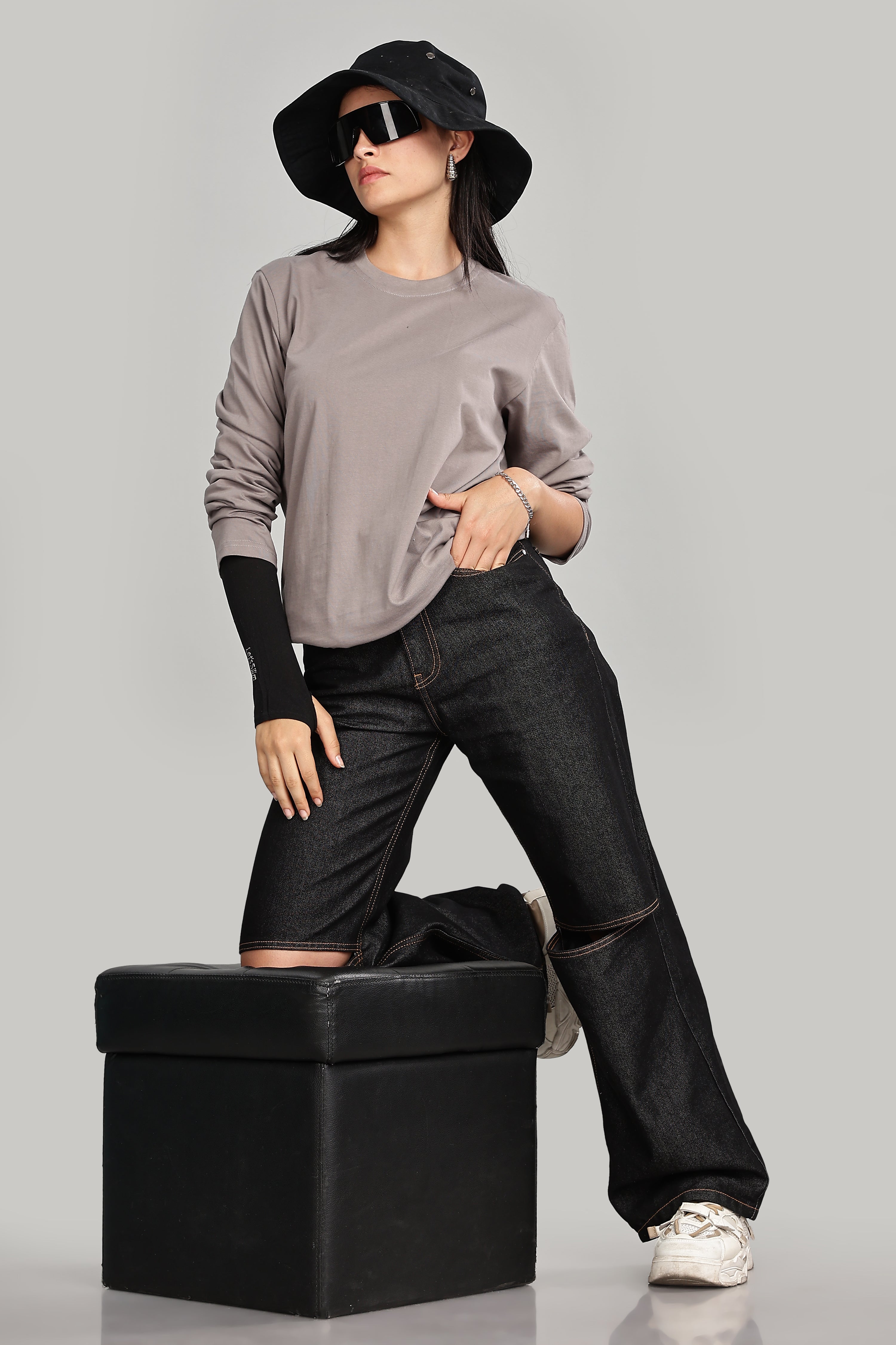 Ash Grey Long Sleeve Crew Neck T-Shirt