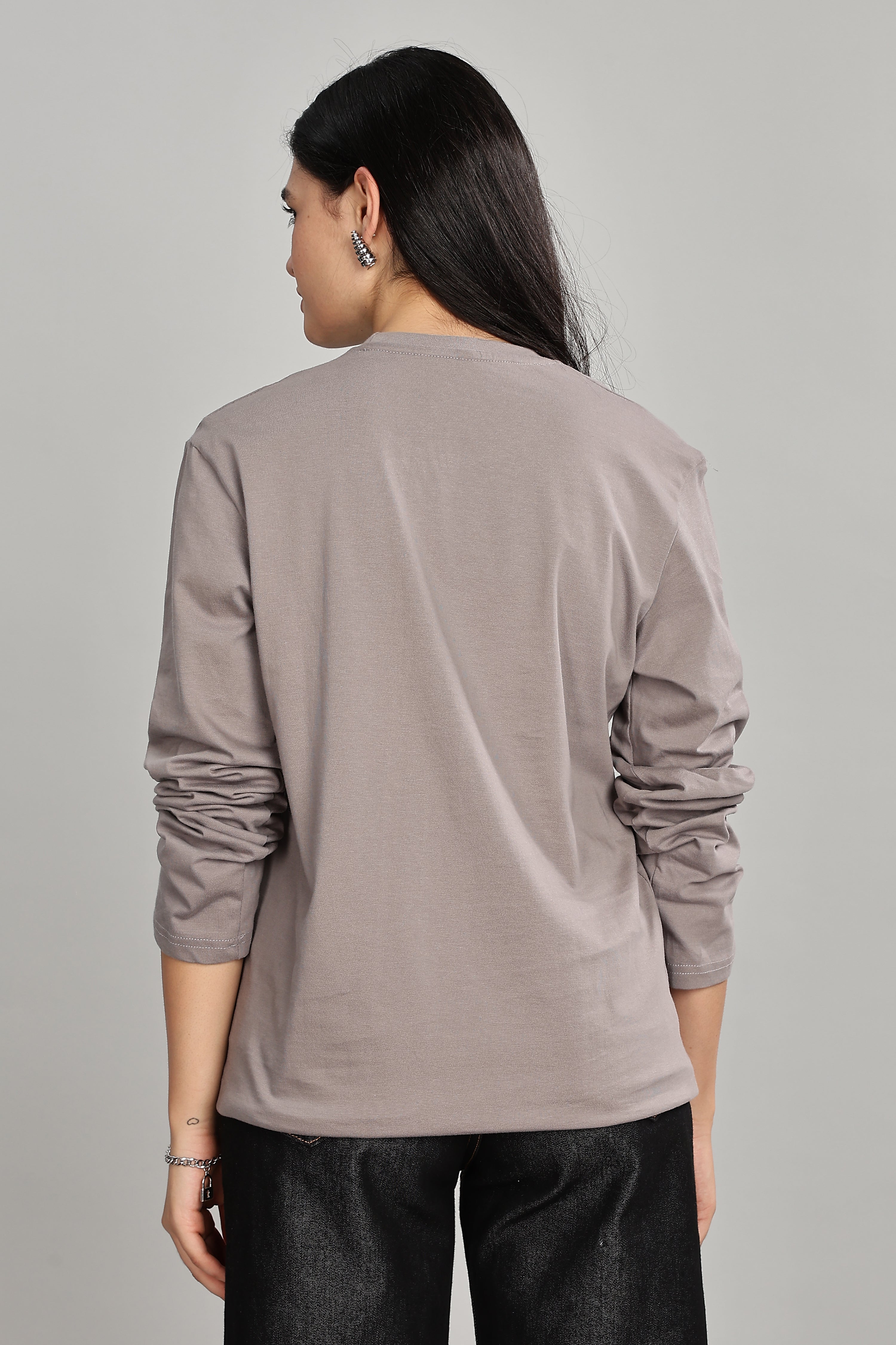Ash Grey Long Sleeve Crew Neck T-Shirt