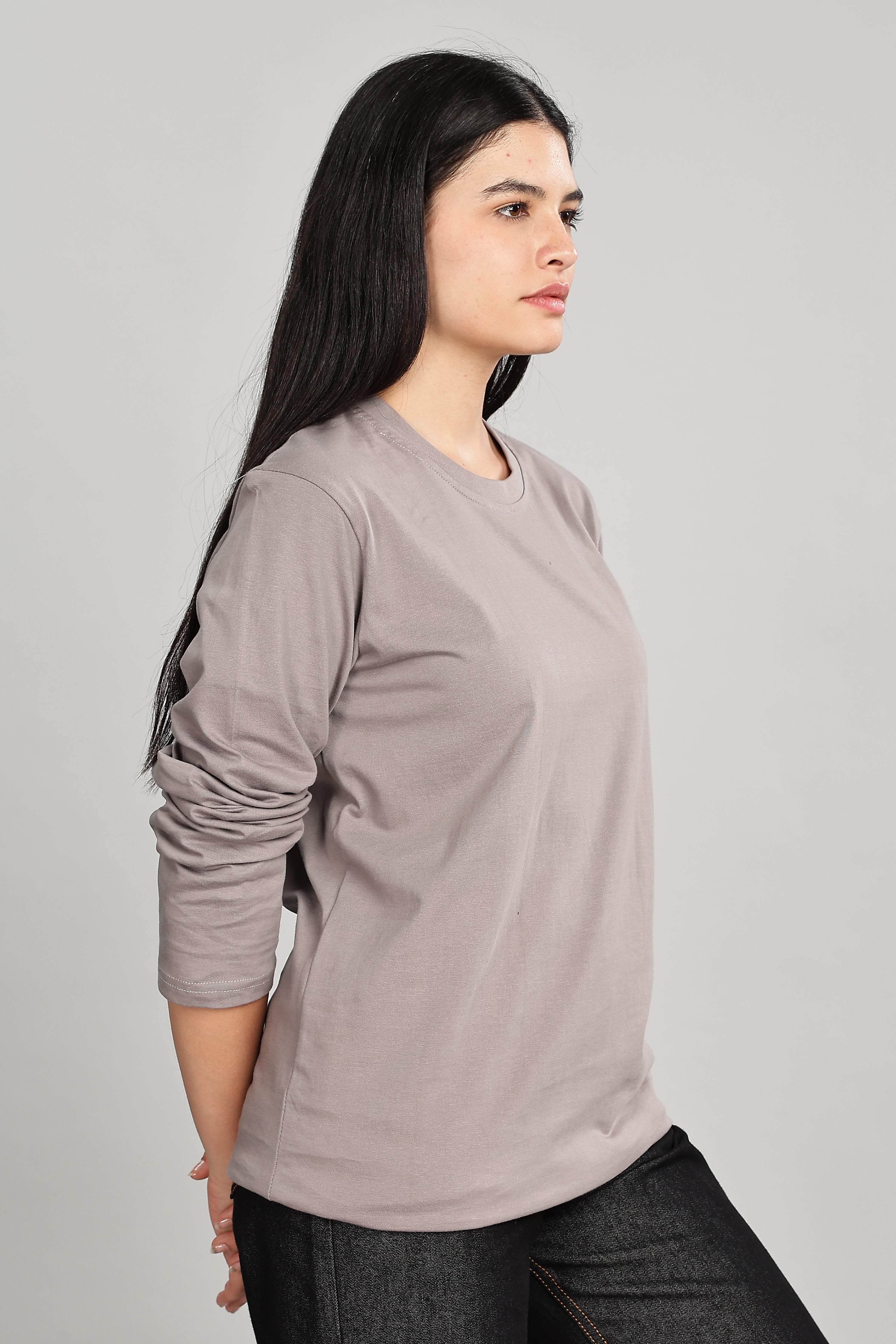 Ash Grey Long Sleeve Crew Neck T-Shirt