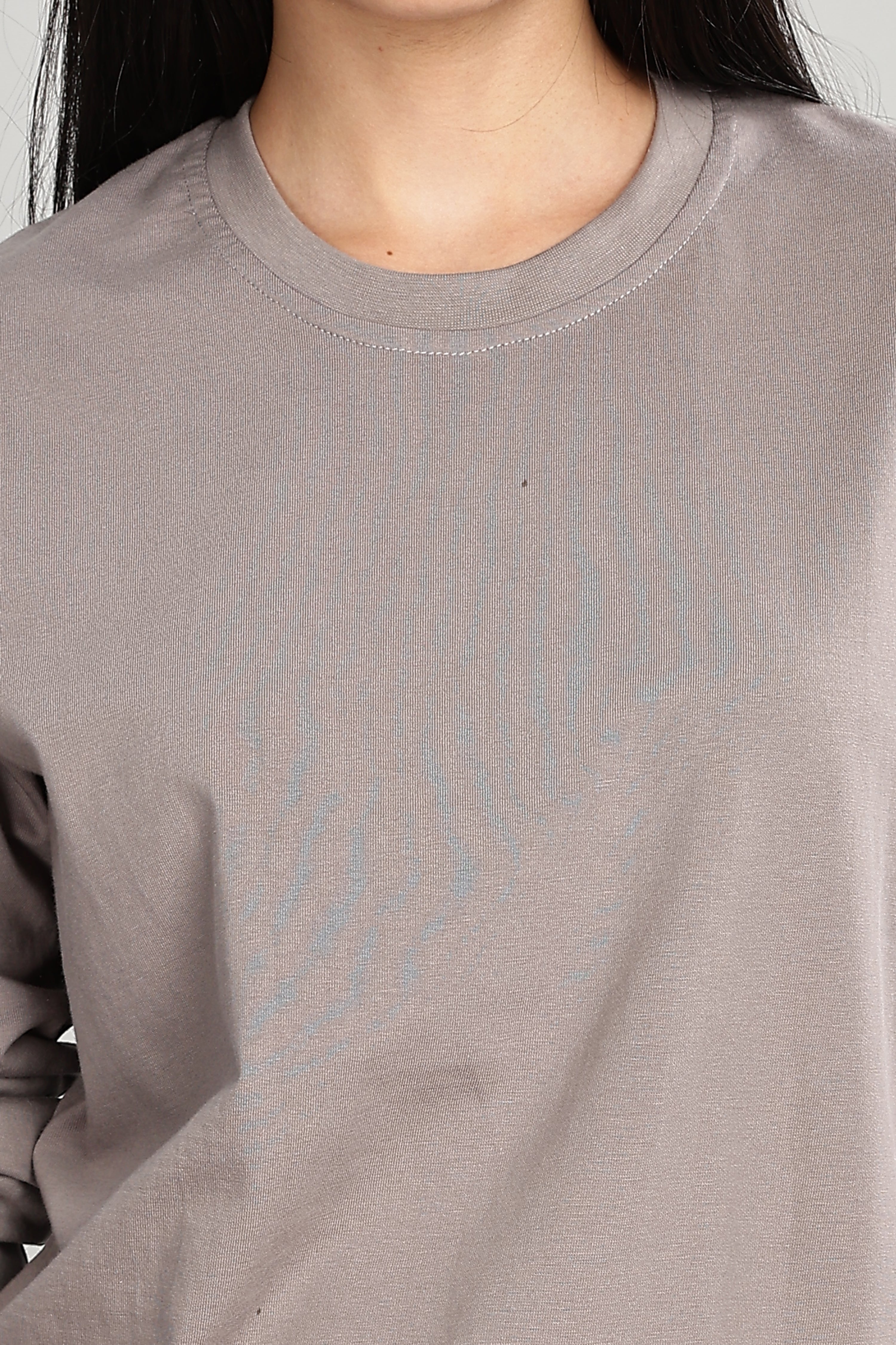 Ash Grey Long Sleeve Crew Neck T-Shirt