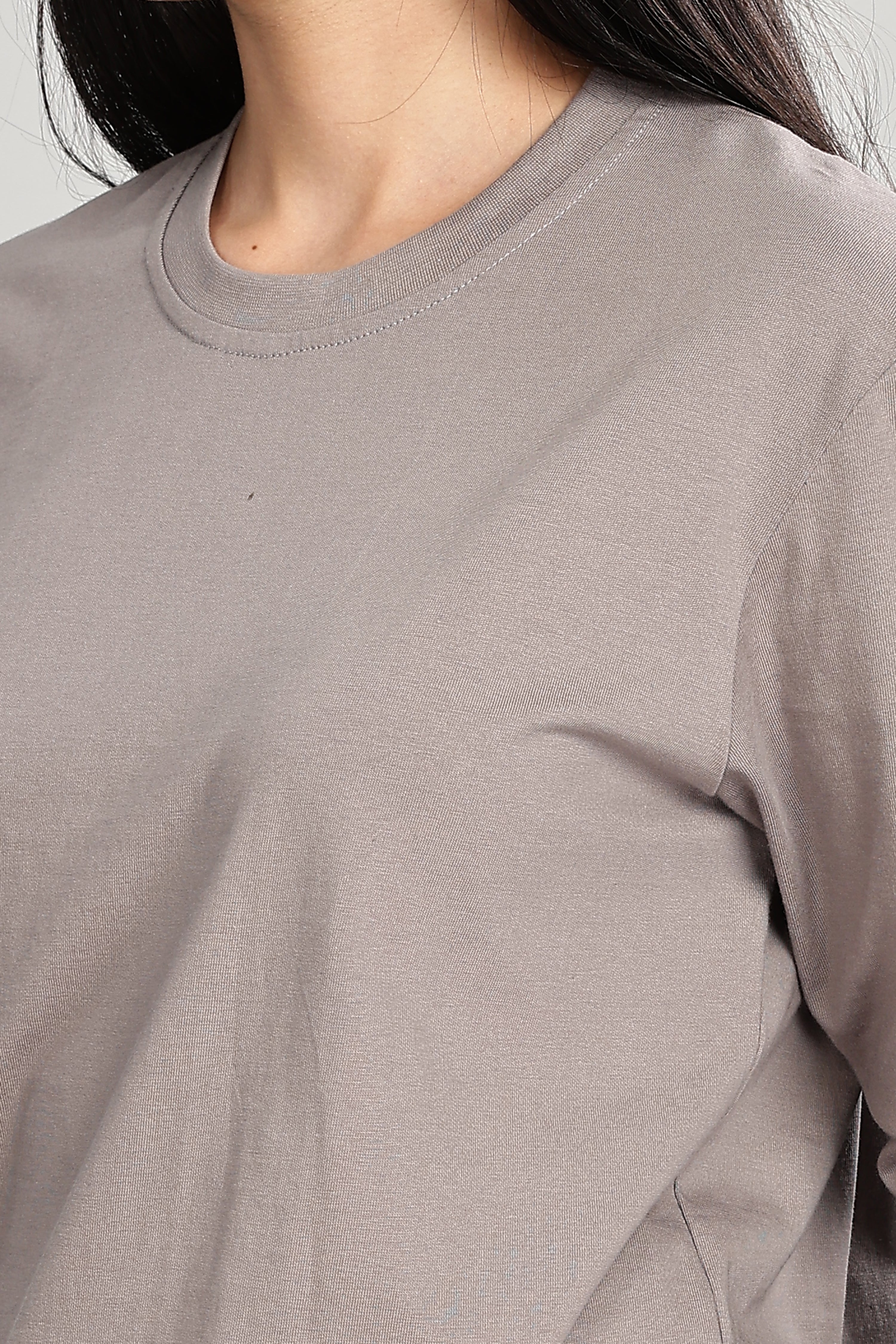 Ash Grey Long Sleeve Crew Neck T-Shirt