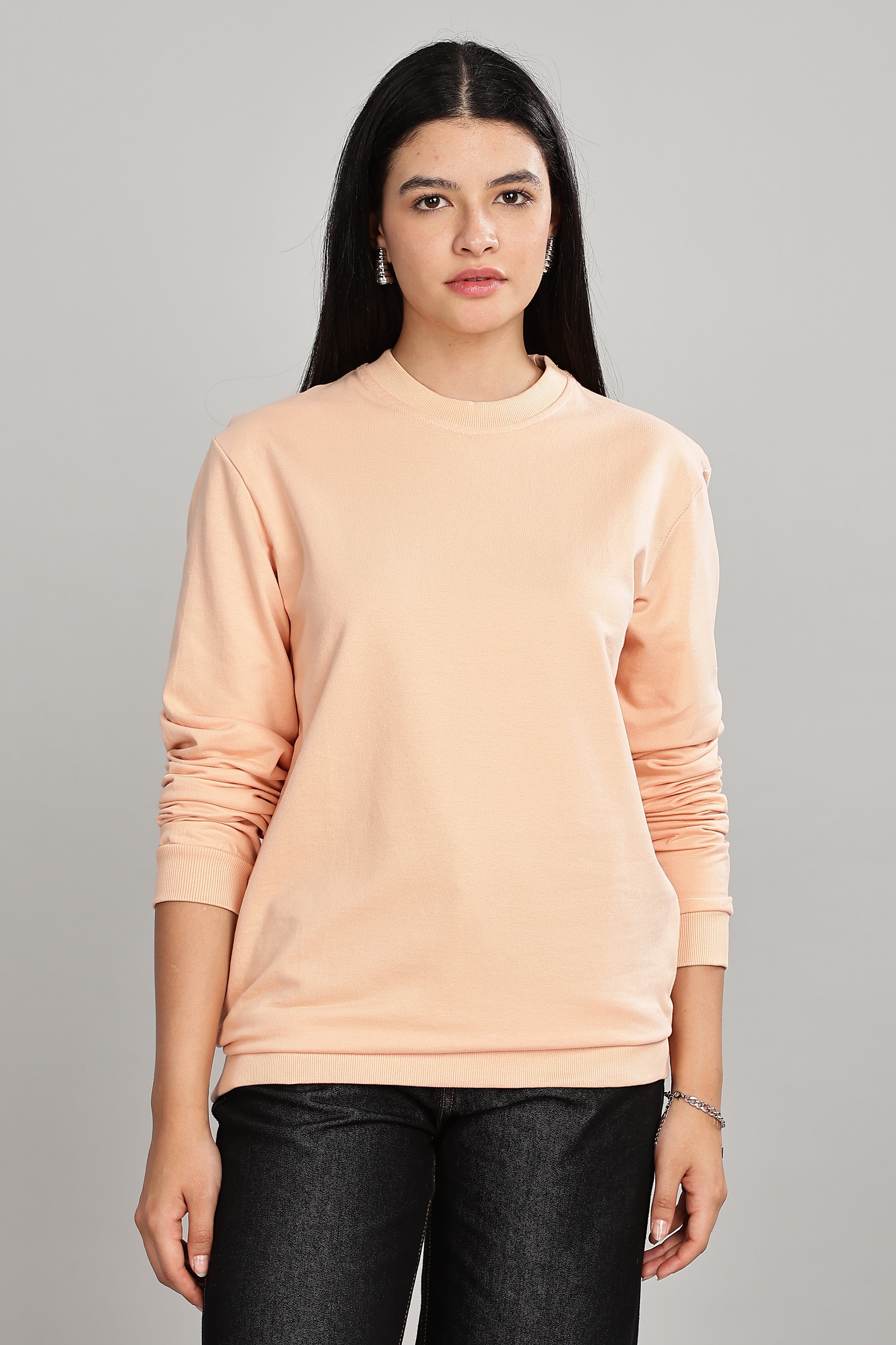Light Orange Pure Cotton Women’s Sweatshirt