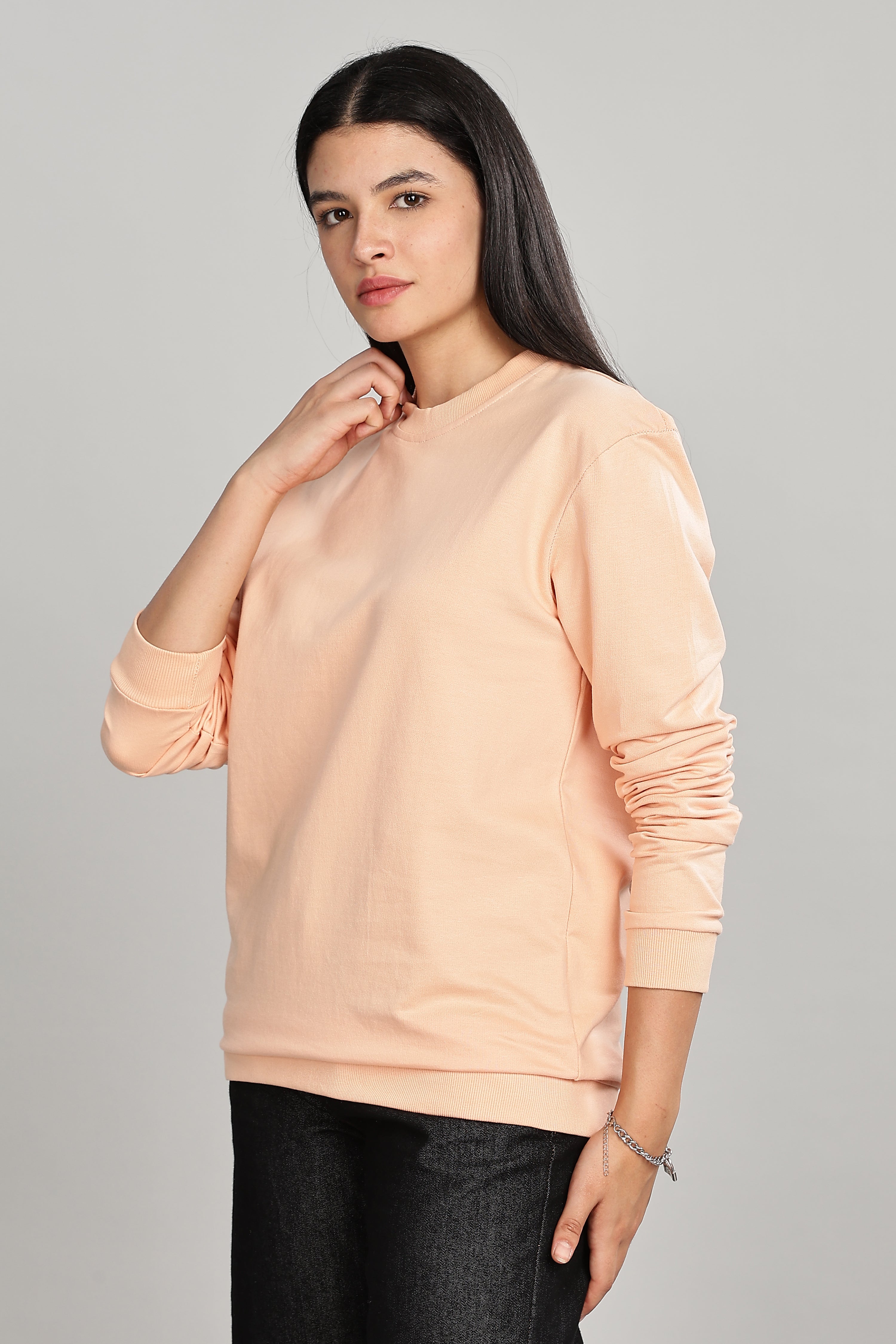 Light Orange Pure Cotton Women’s Sweatshirt
