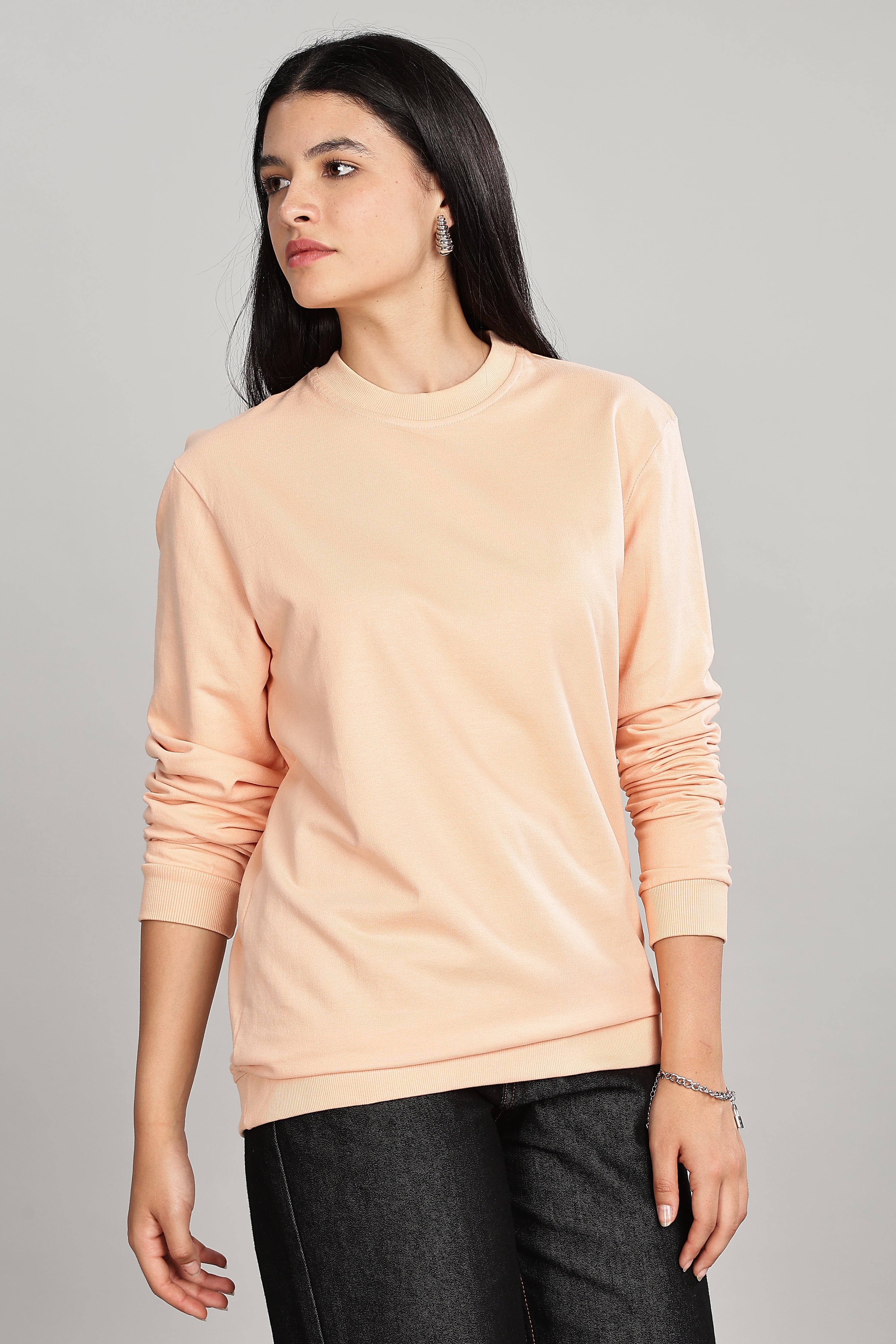 Light Orange Pure Cotton Women’s Sweatshirt