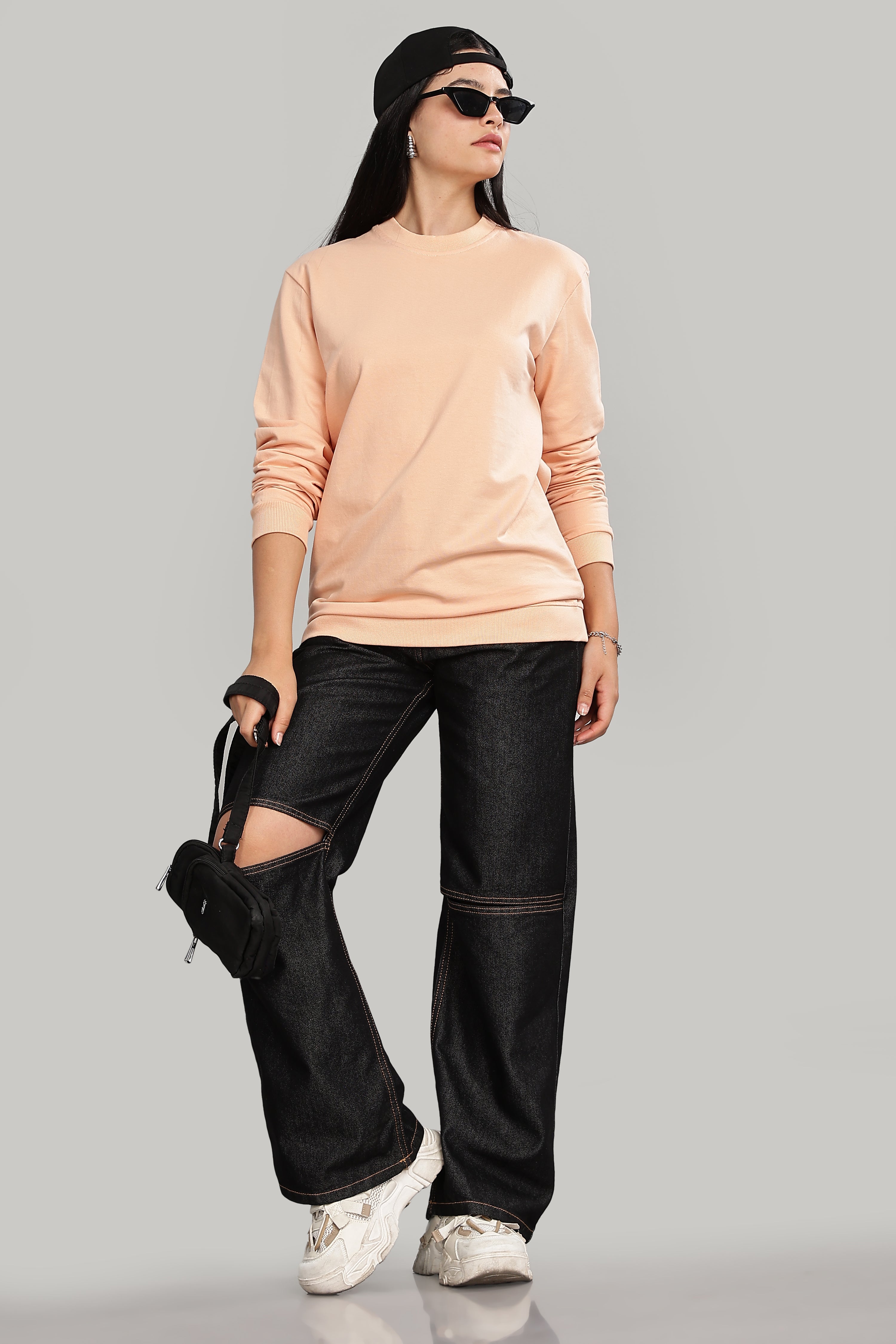Light Orange Pure Cotton Women’s Sweatshirt